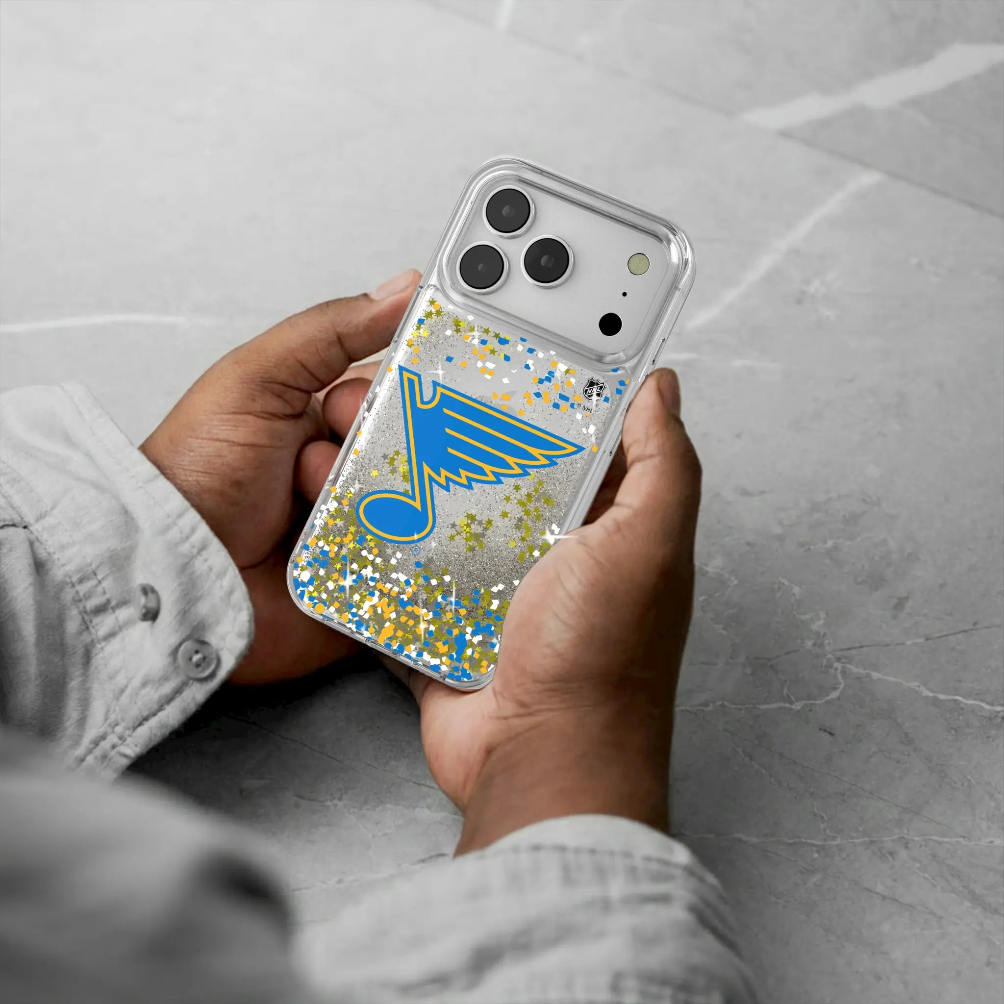 St. Louis Blues Confetti iPhone Glitter Phone Case for Apple iPhone - Lifestyle