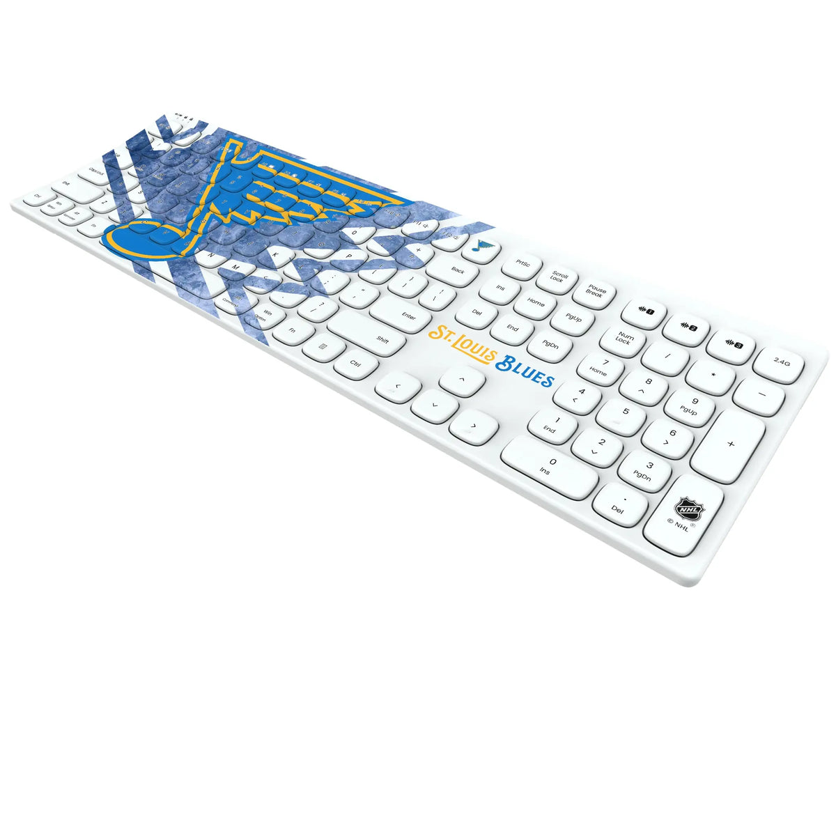 St. Louis Blues Ice Tilt KKB605 Curved Wireless Keyboard - Isometric View