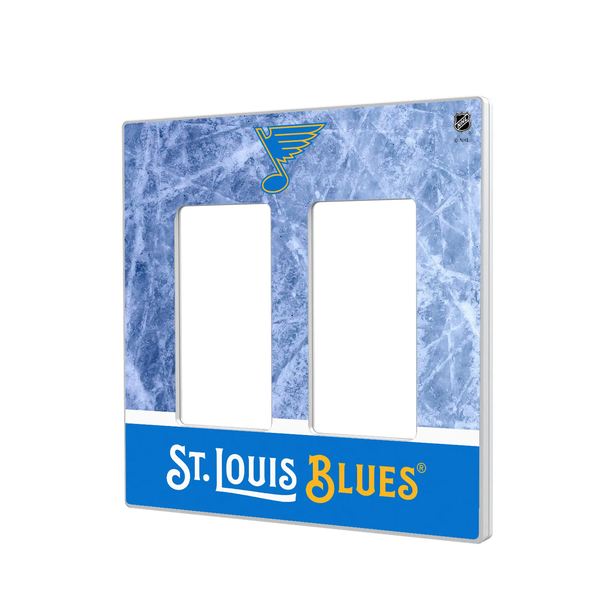 St. Louis Blues Ice Wordmark Hidden-Screw Light Switch Plate#Style_Double Rocker