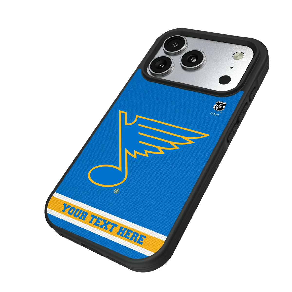 St. Louis Blues Personalized Stripe iPhone Bump Phone Case for Apple iPhone - Isometric View#Device_iPhone 17 Pro