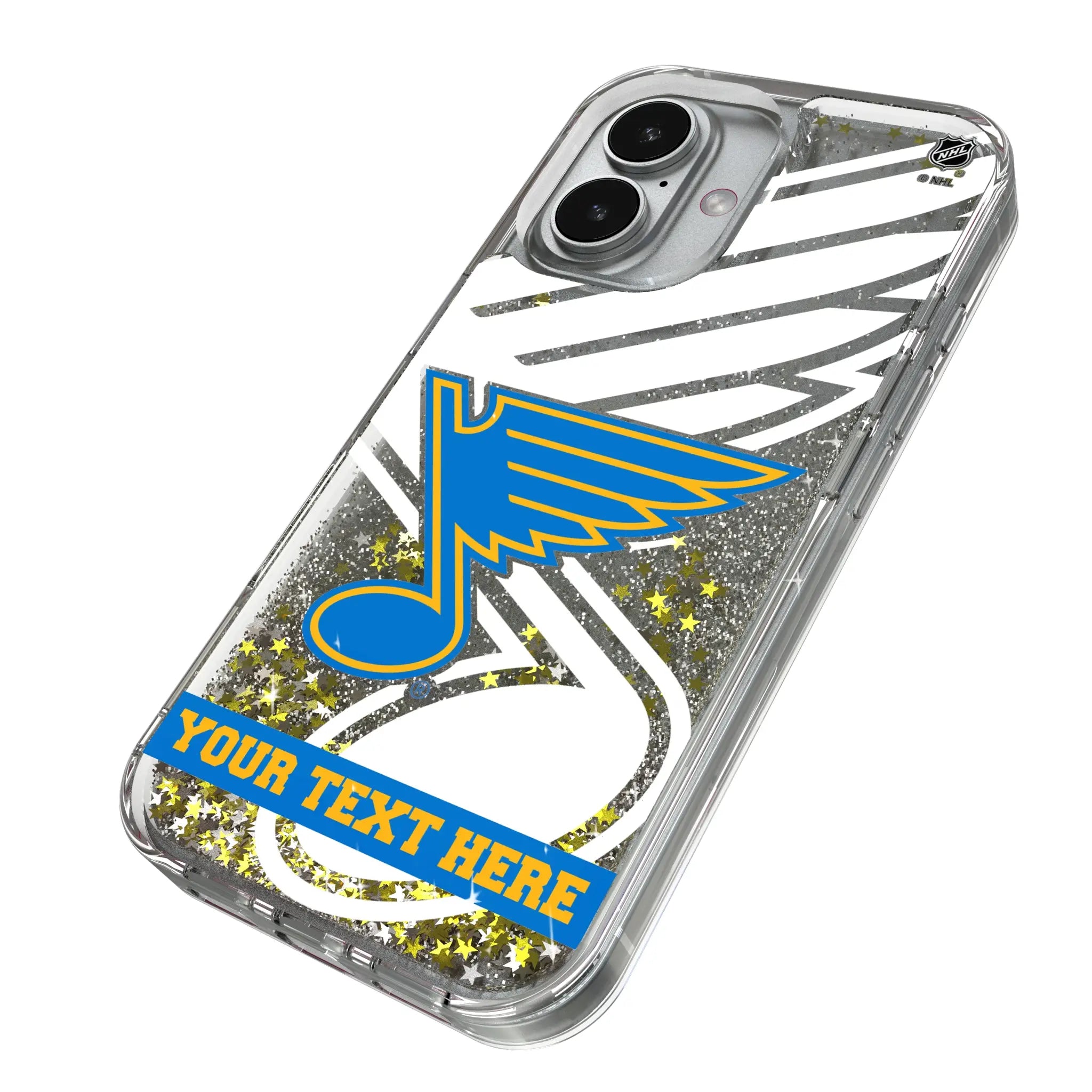 St. Louis Blues Personalized Tilt iPhone Glitter Phone Case for Apple iPhone - Isometric View