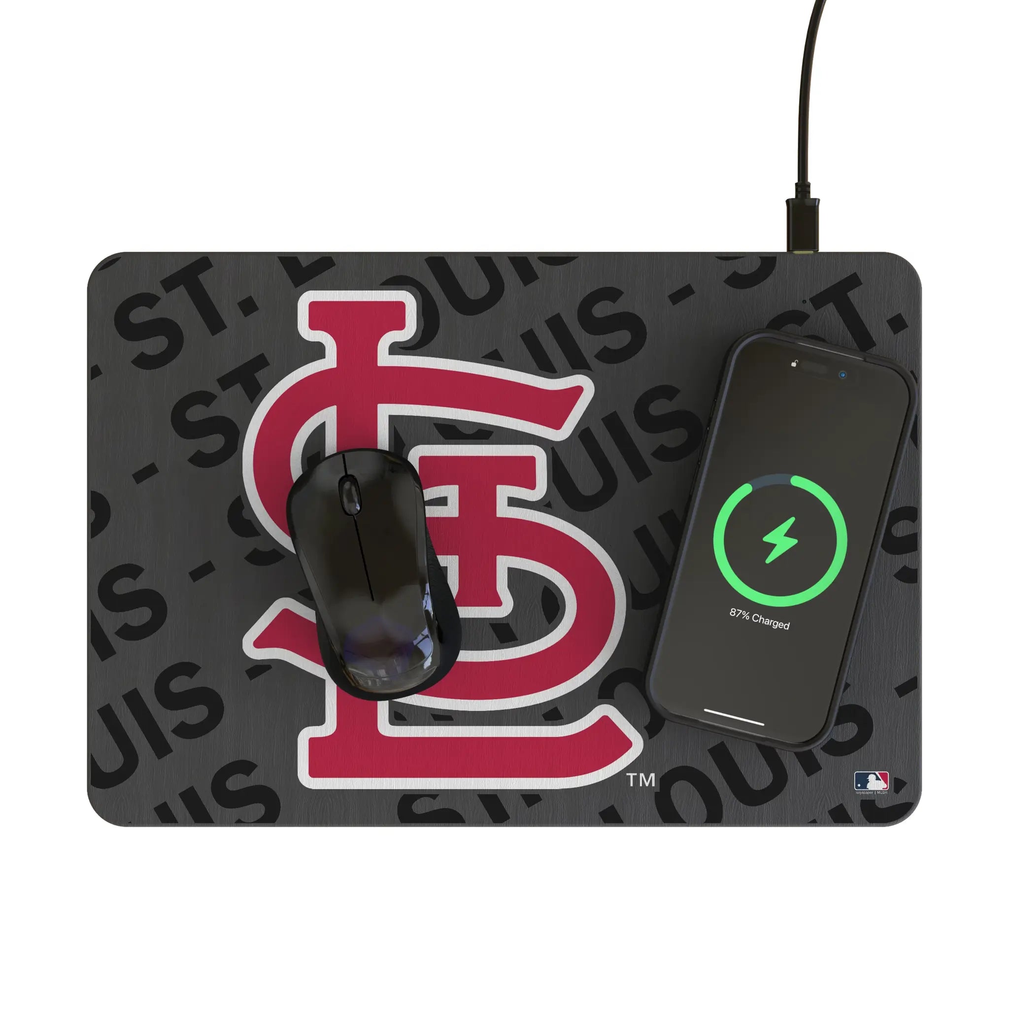 St Louis Cardinals Personalized Tilt 15-Watt Wireless Charger and Mouse Pad - Lifestyle