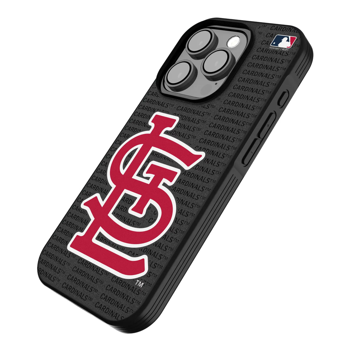 St Louis Cardinals Text Backdrop iPhone Bump Phone Case for Apple iPhone - Isometric View