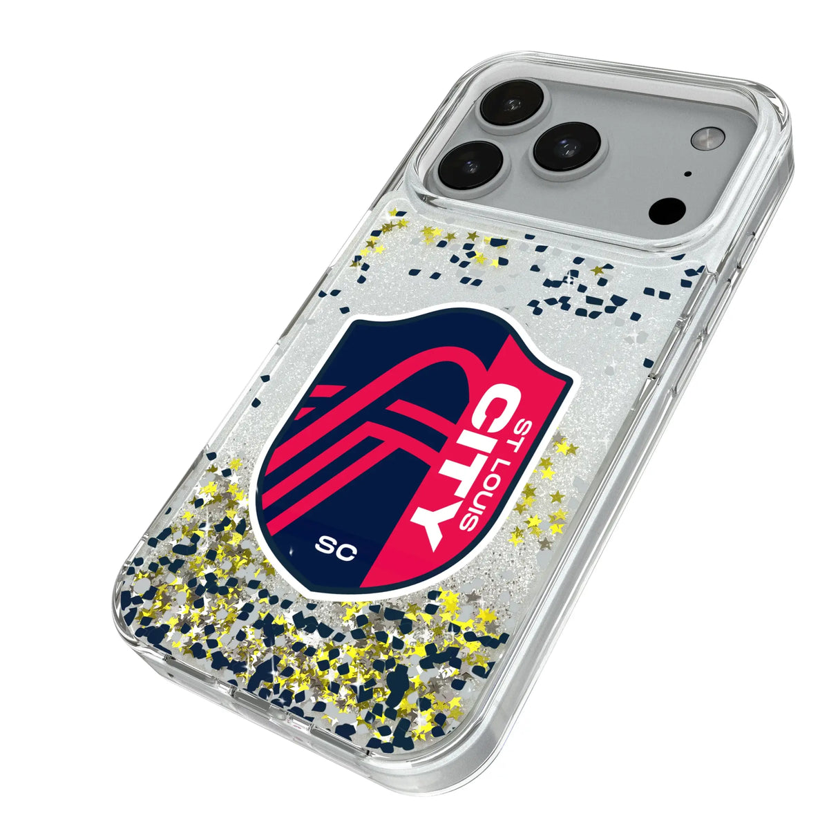 St. Louis CITY SC Confetti iPhone Glitter Phone Case for Apple iPhone - Isometric View#Device_iPhone 18 Pro