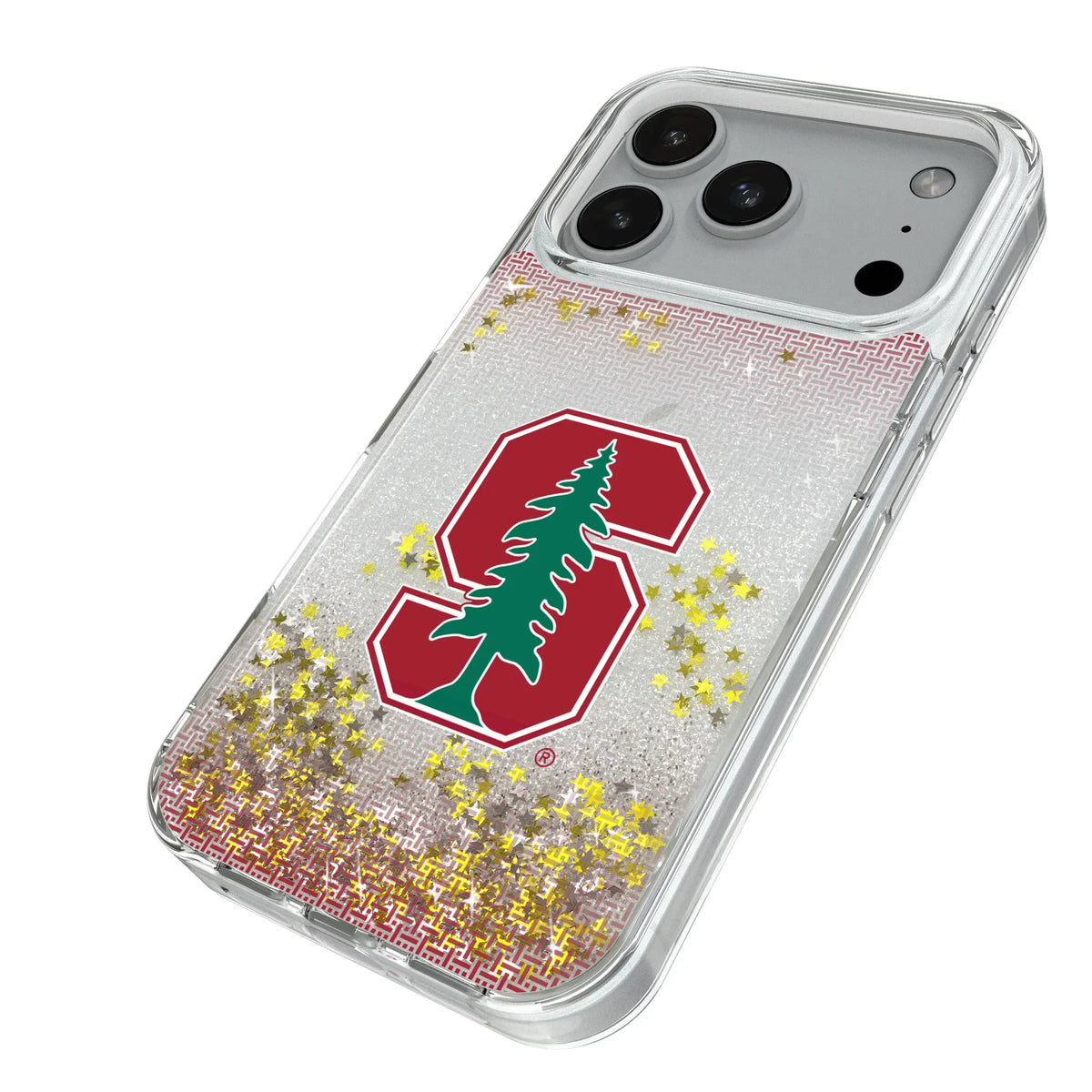 Stanford University Cardinal Linen iPhone Glitter Phone Case for Apple iPhone - Isometric View#Device_iPhone 18 Pro