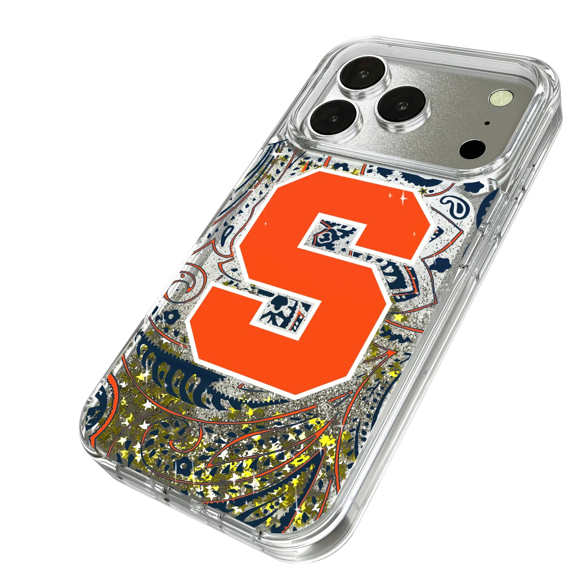 Syracuse University Orange Paisley iPhone Glitter Phone Case for Apple iPhone - Isometric View