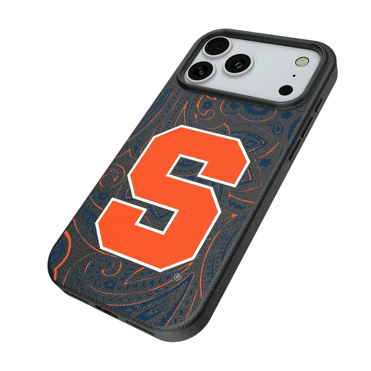 Syracuse University Orange Paisley iPhone MagSafe Compatible Phone Case for Apple iPhone - Isometric View#Device_iPhone 18 Pro Max