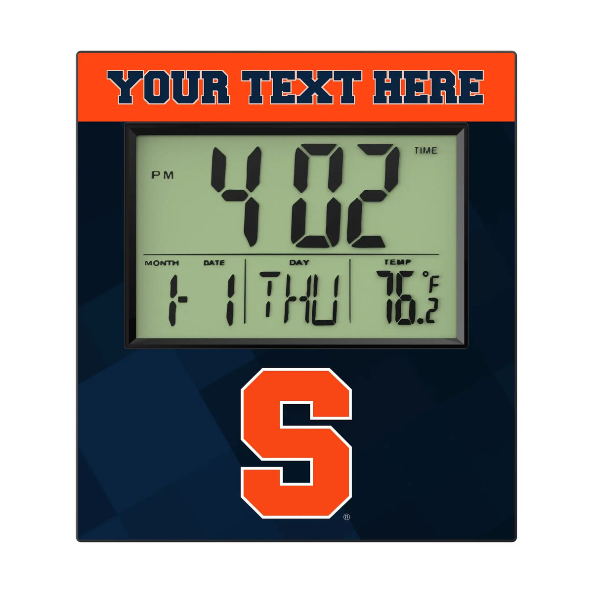 Syracuse University Orange Personalized Color Block Wall Clock