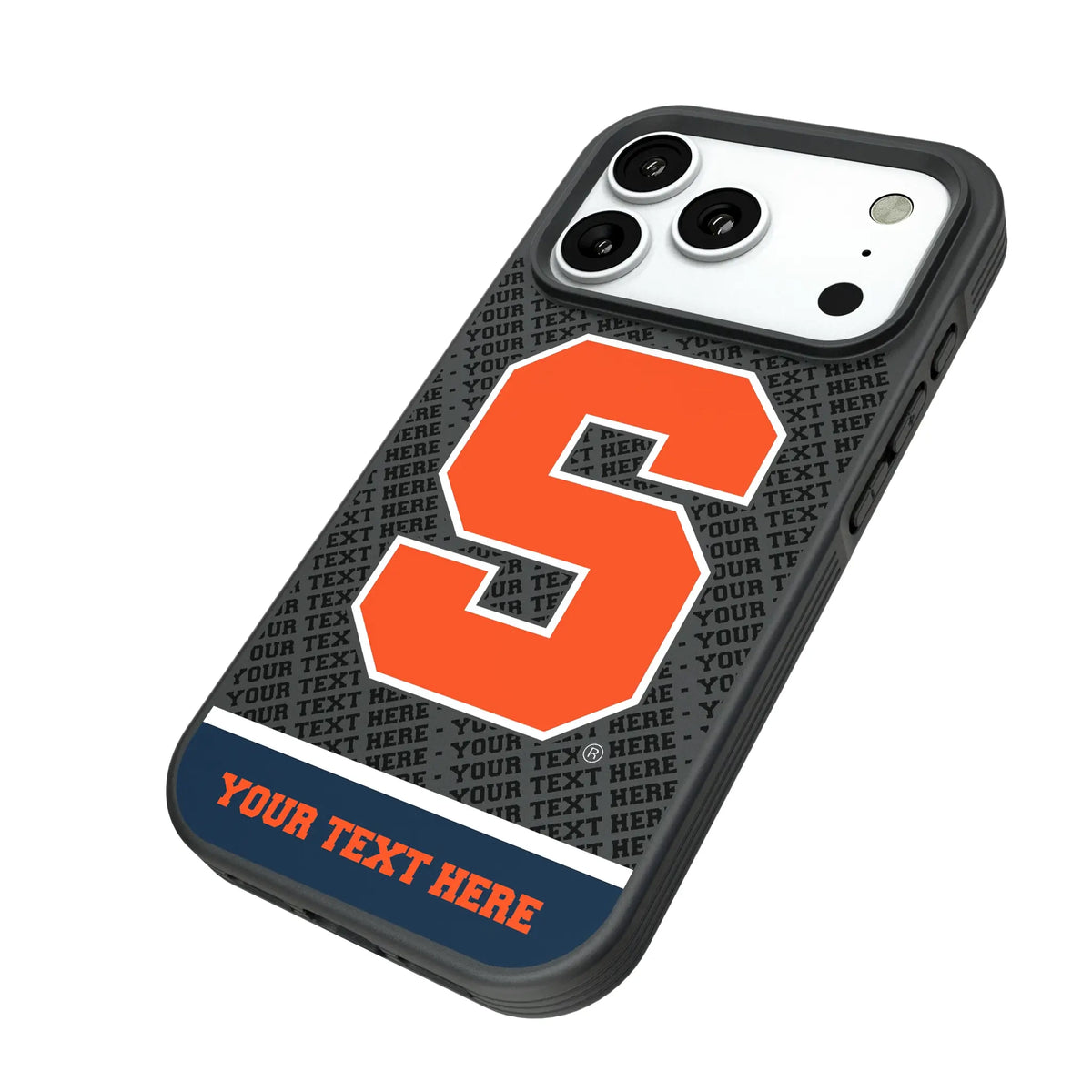 Syracuse University Orange Personalized EndZone Plus iPhone Bump Phone Case for Apple iPhone - Isometric View#Device_iPhone 18 Pro