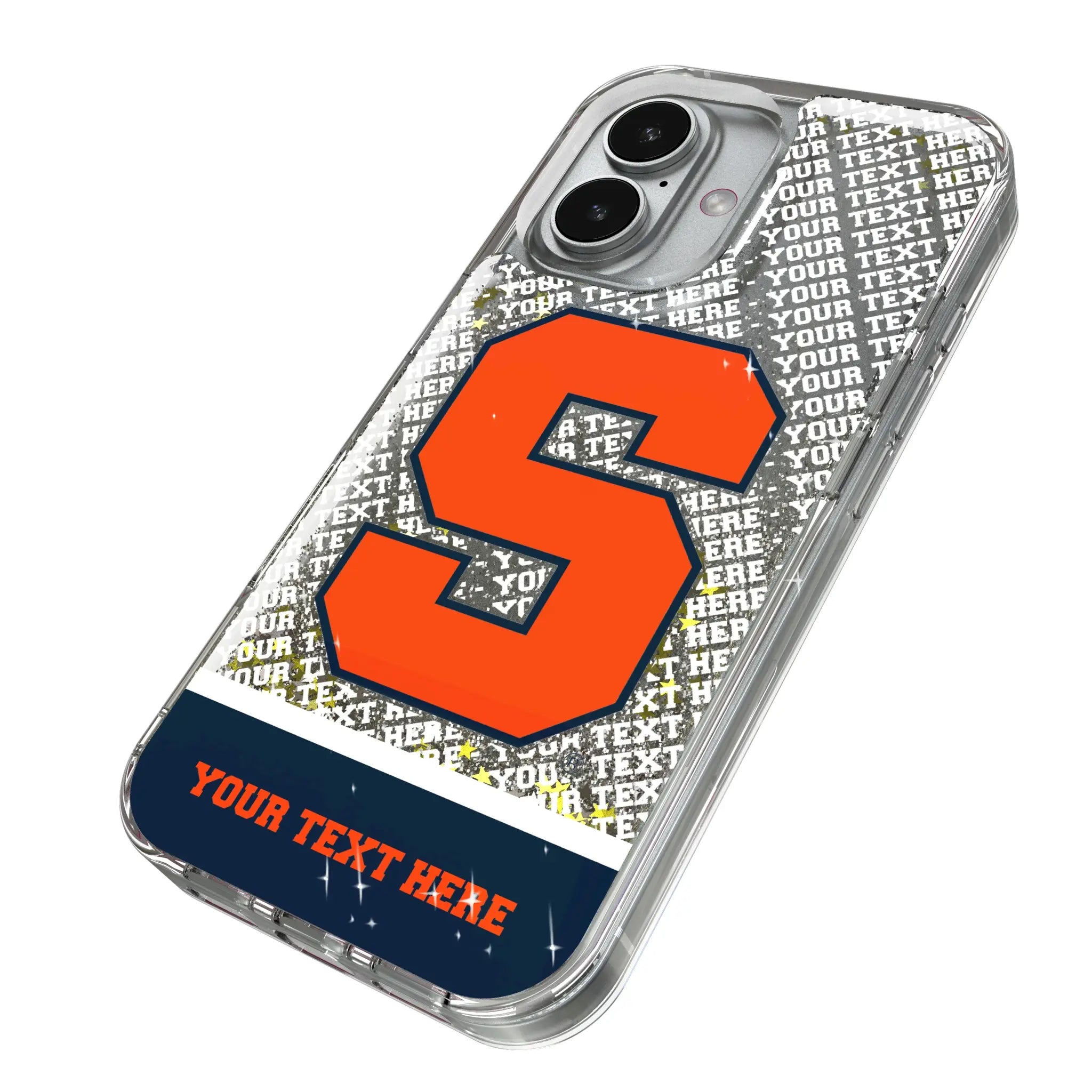 Syracuse University Orange Personalized EndZone Plus iPhone Glitter Phone Case for Apple iPhone - Isometric View