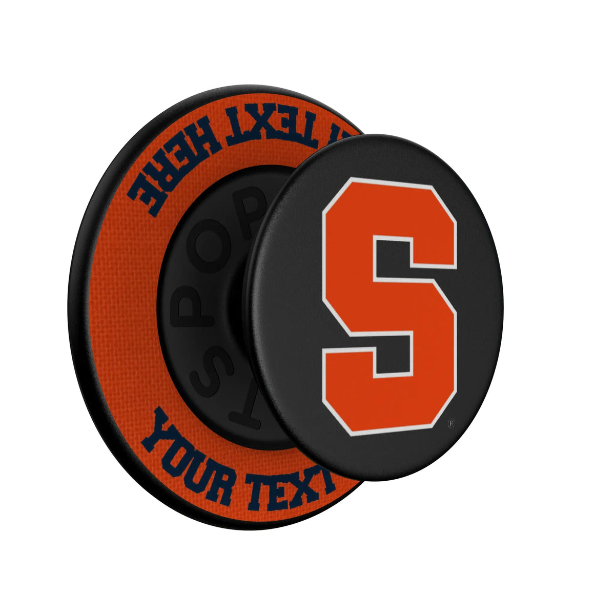 Syracuse University Orange Personalized Endzone Solid Popsockets Round Magnetic - Isometric View