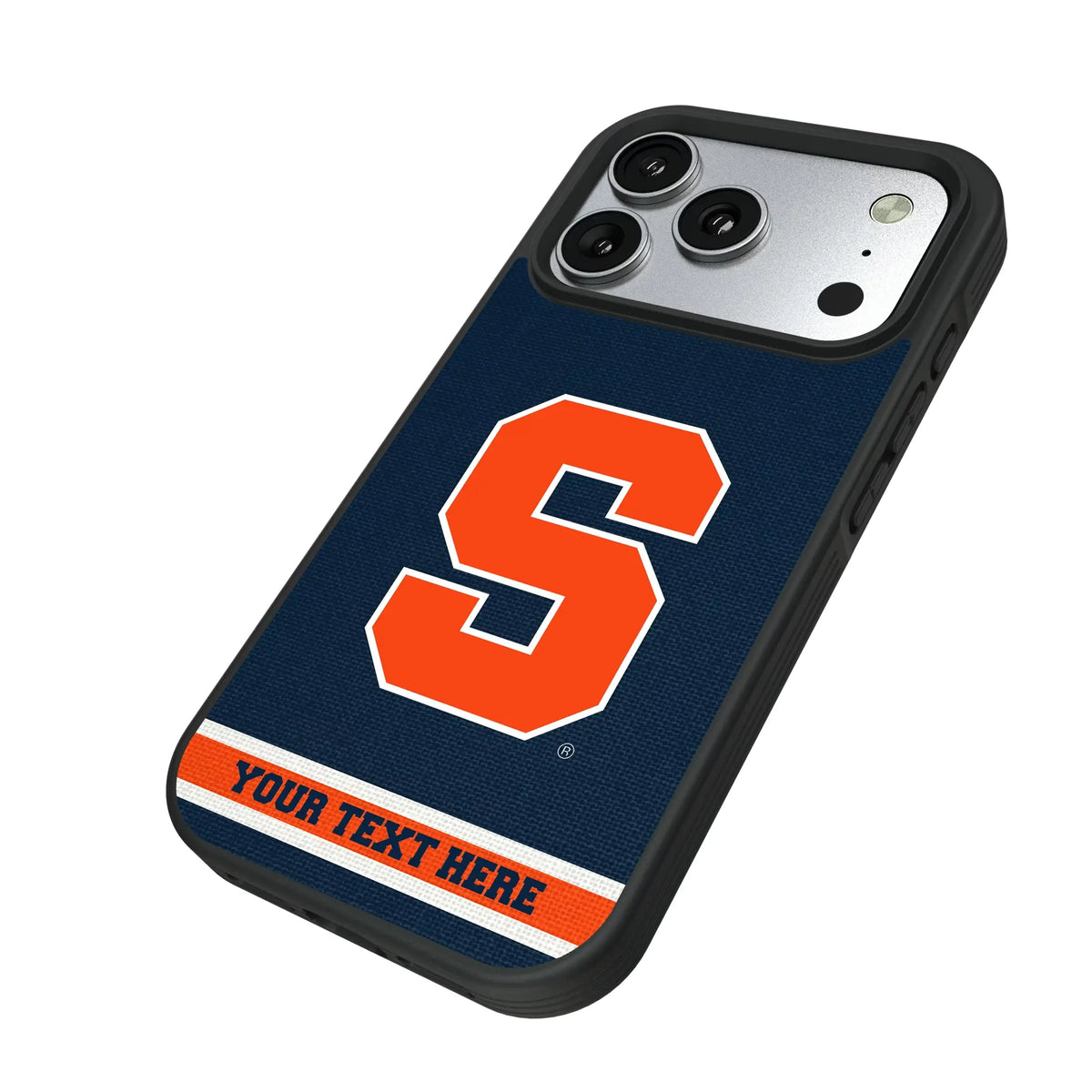 Syracuse University Orange Personalized Stripe iPhone Bump Phone Case for Apple iPhone - Isometric View#Device_iPhone 17 Pro