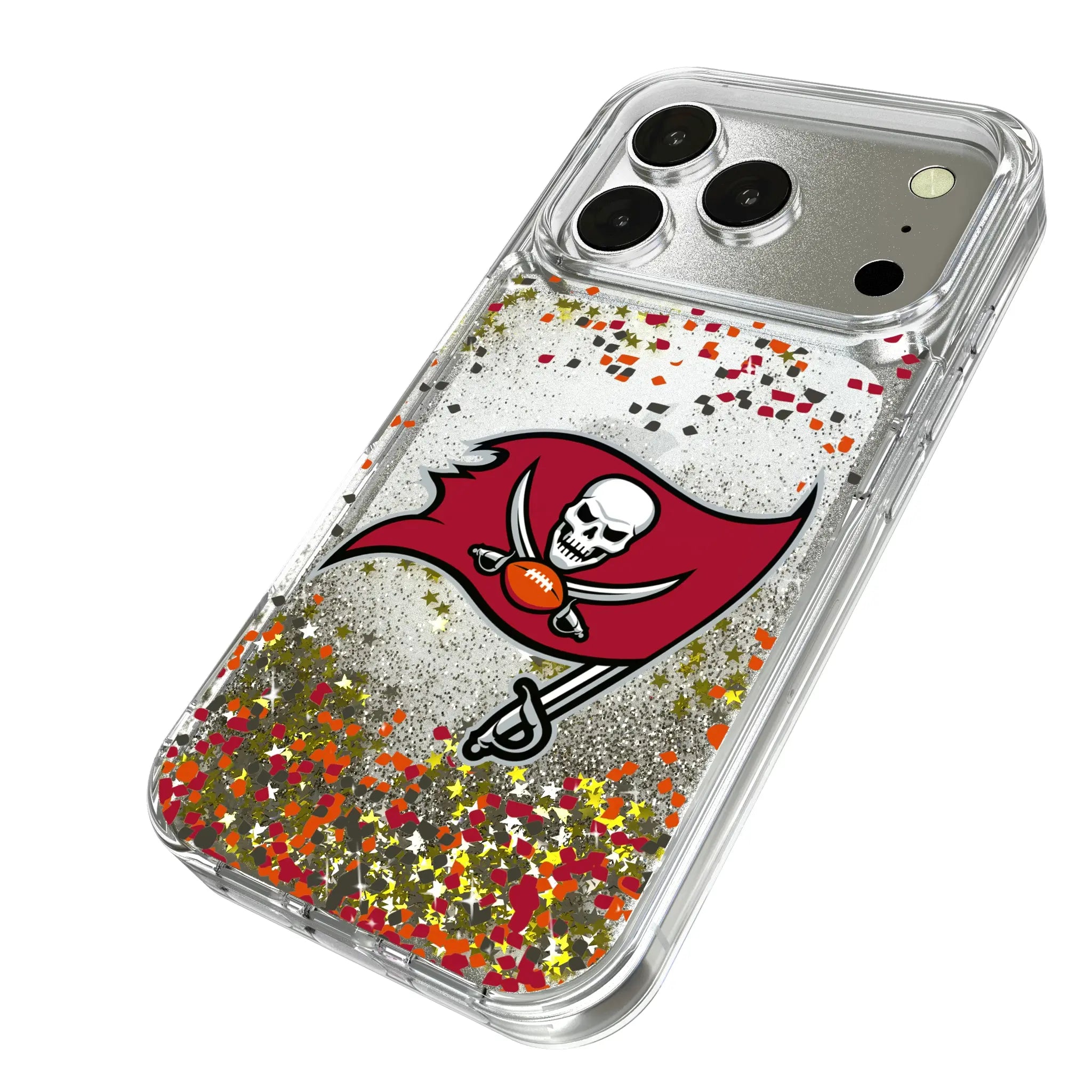 Tampa Bay Buccaneers Confetti iPhone Glitter Phone Case for Apple iPhone - Isometric View
