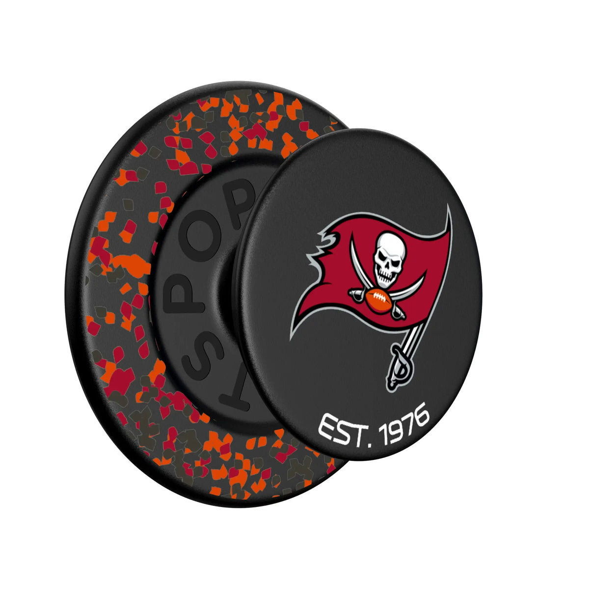 Tampa Bay Buccaneers Confetti Popsockets Round Magnetic - Isometric View