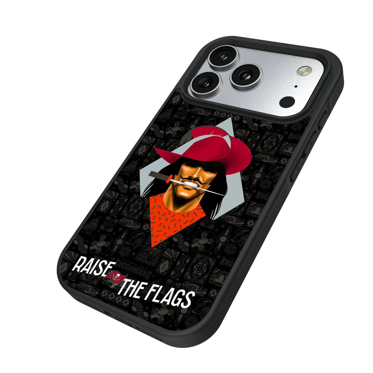 Tampa Bay Buccaneers Deco iPhone Bump Phone Case for Apple iPhone - Isometric View#Device_iPhone 17 Pro