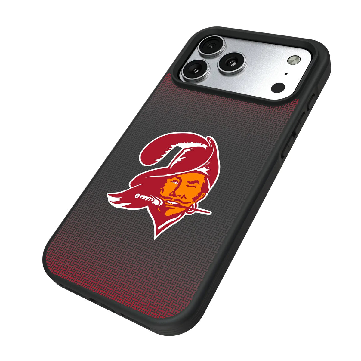 Tampa Bay Buccaneers Historic Collection Linen iPhone Bump Phone Case for Apple iPhone - Isometric View#Device_iPhone 17 Pro Max