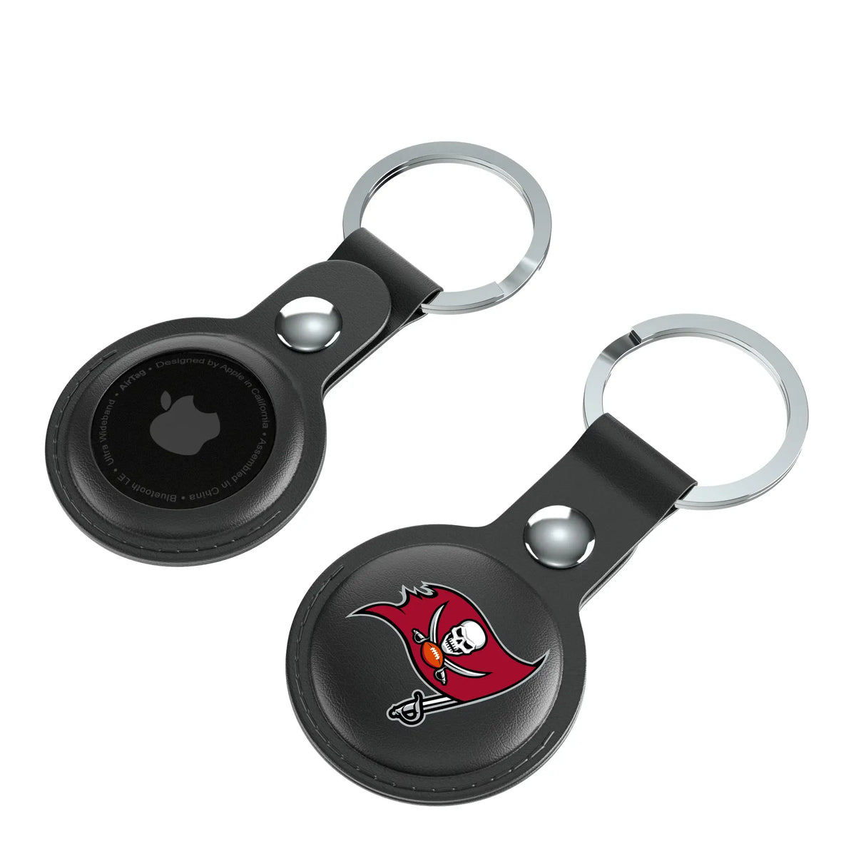 Tampa Bay Buccaneers Insignia AirTag Black Airtag Holder 2-Pack - Isometric View