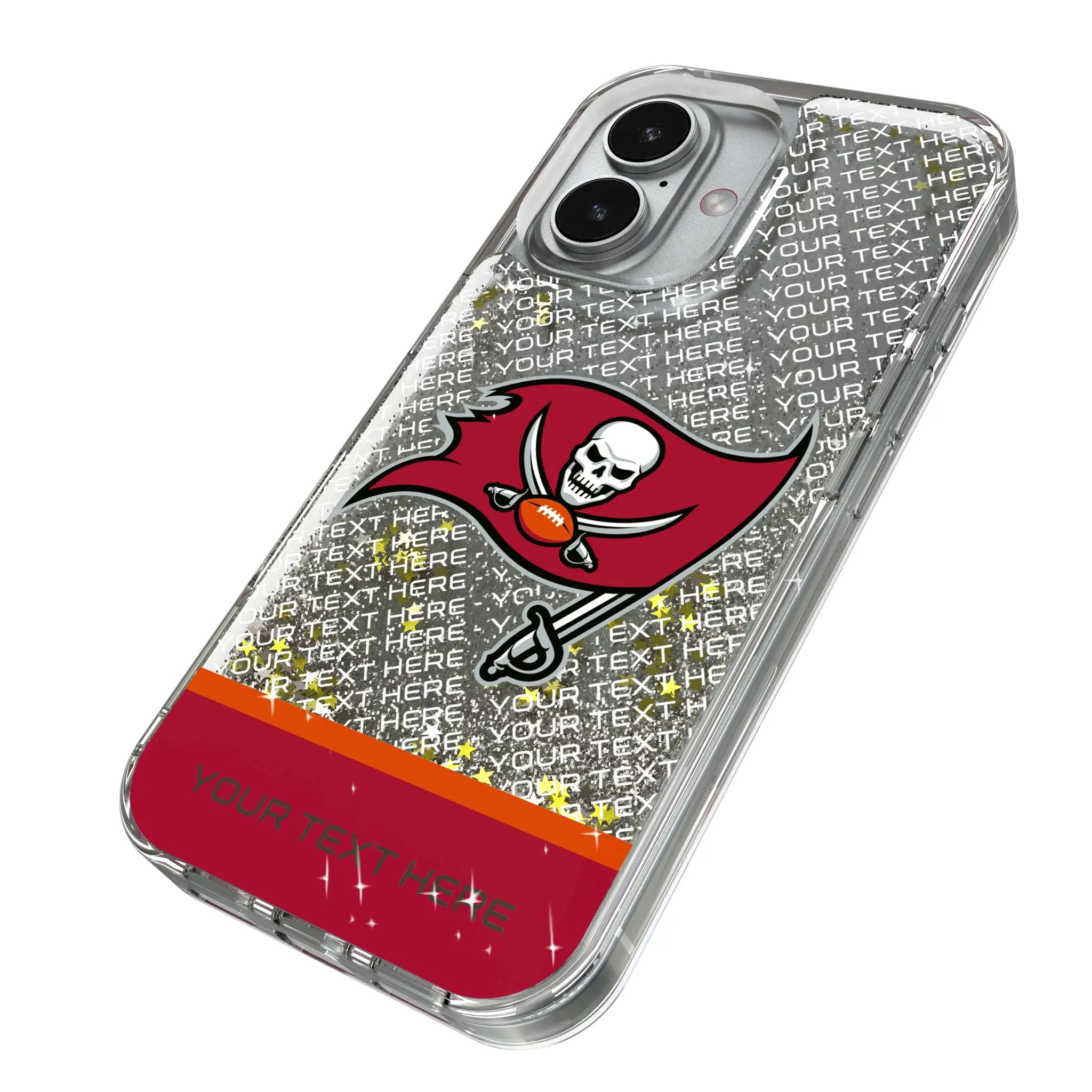 Tampa Bay Buccaneers Personalized EndZone Plus iPhone Glitter Phone Case for Apple iPhone - Isometric View