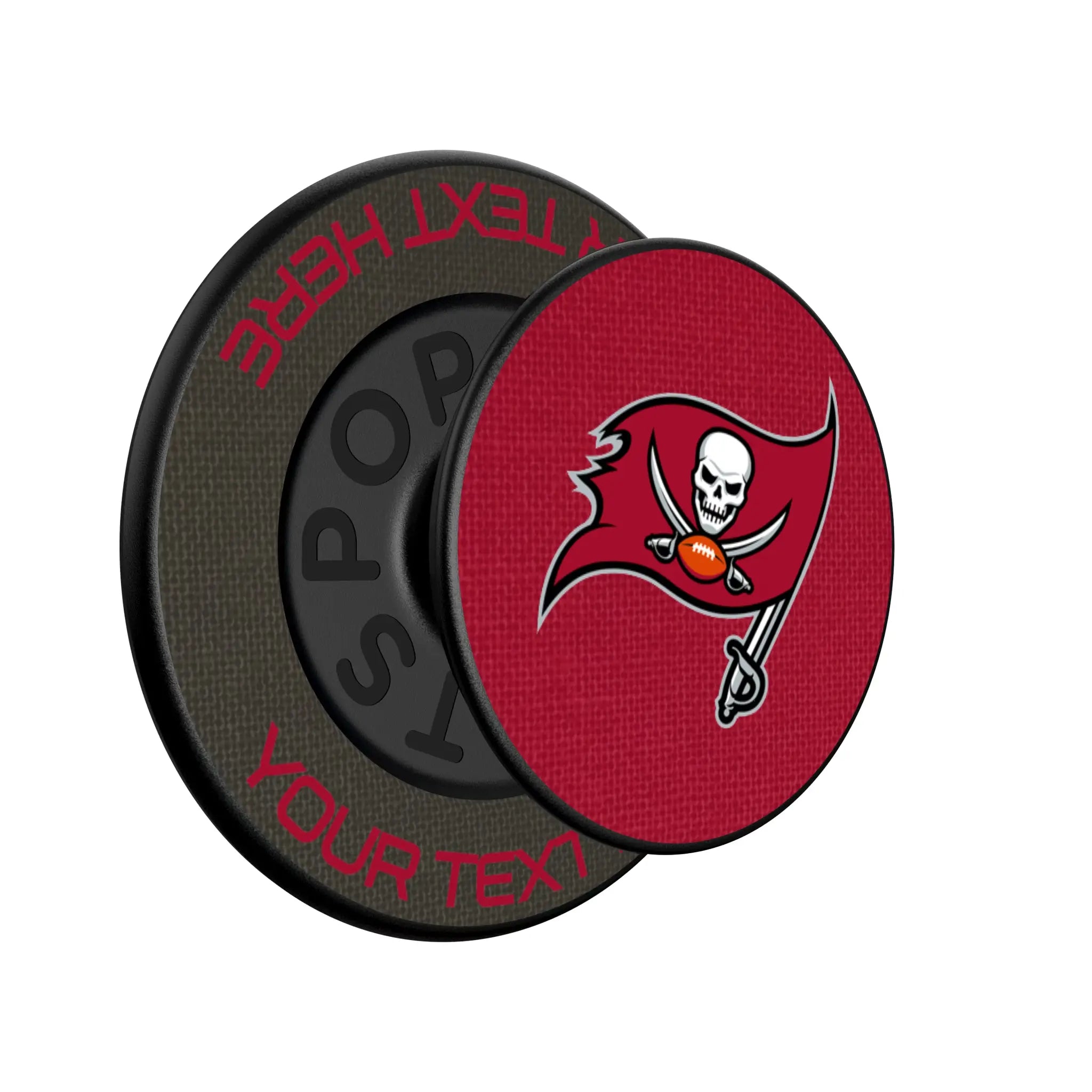 Tampa Bay Buccaneers Personalized Endzone Solid Popsockets Round Magnetic - Isometric View