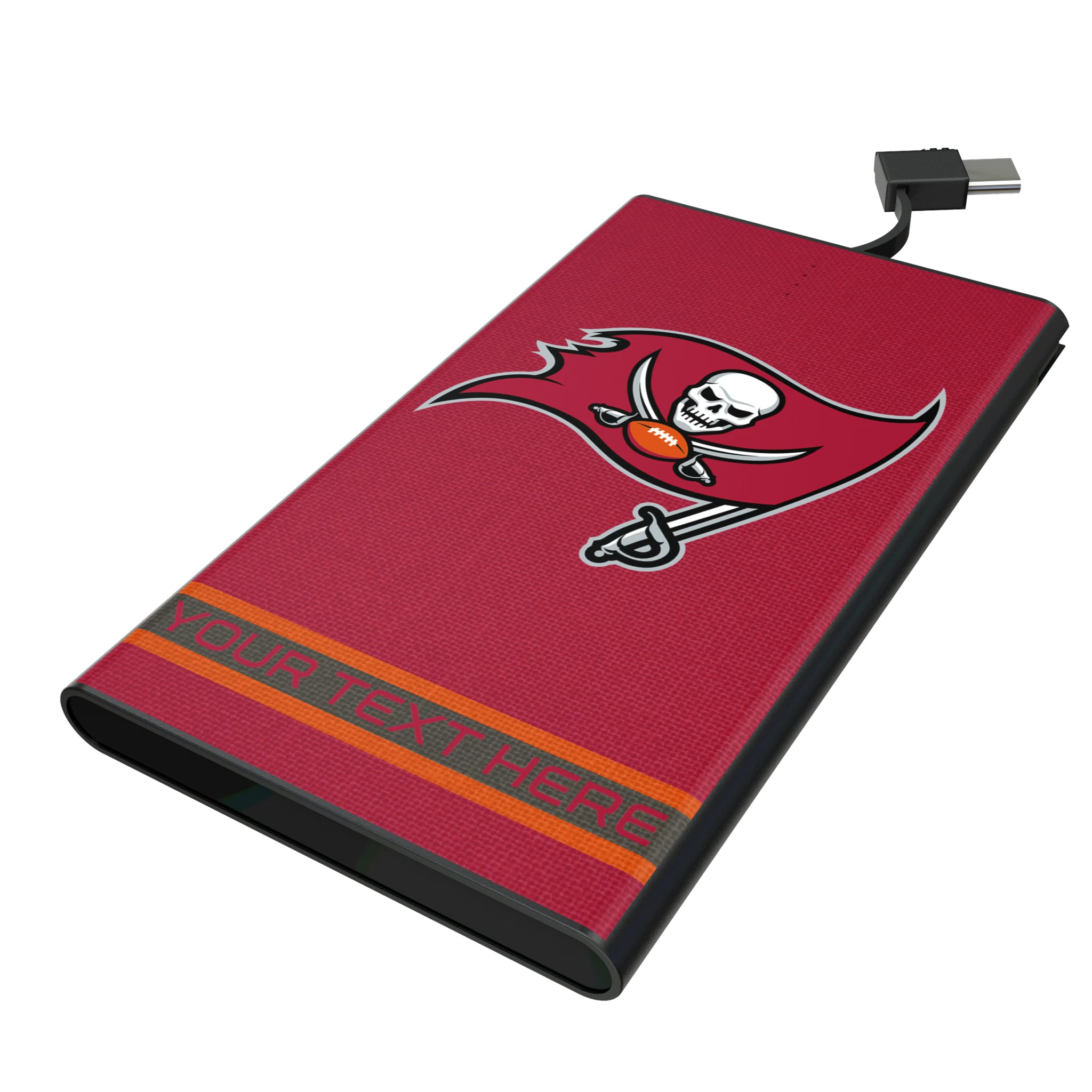 Tampa Bay Buccaneers Personalized Stripe 5000mAh Flat Powerbank