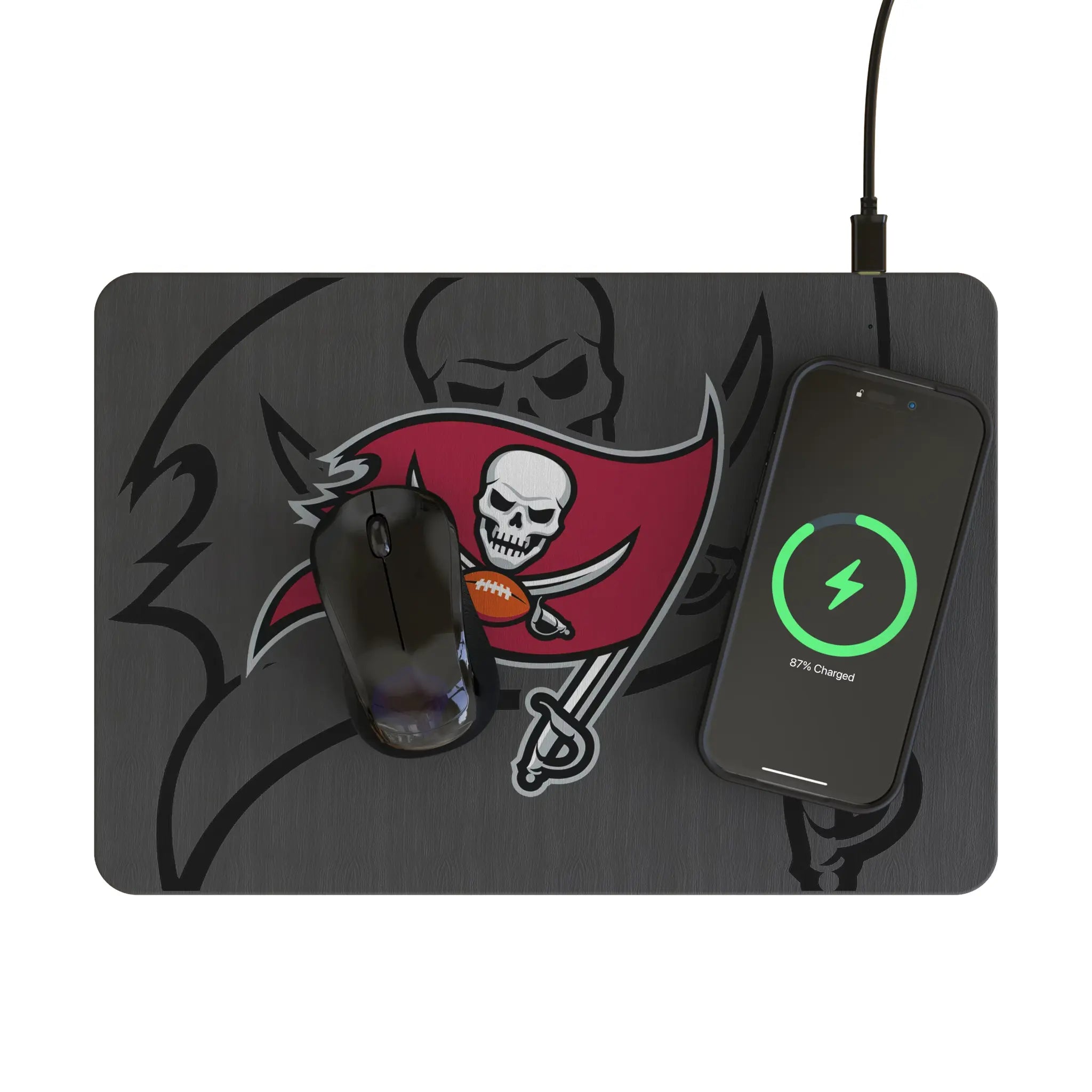 Tampa Bay Buccaneers Personalized Tilt 15-Watt Wireless Charger and Mouse Pad - Lifestyle