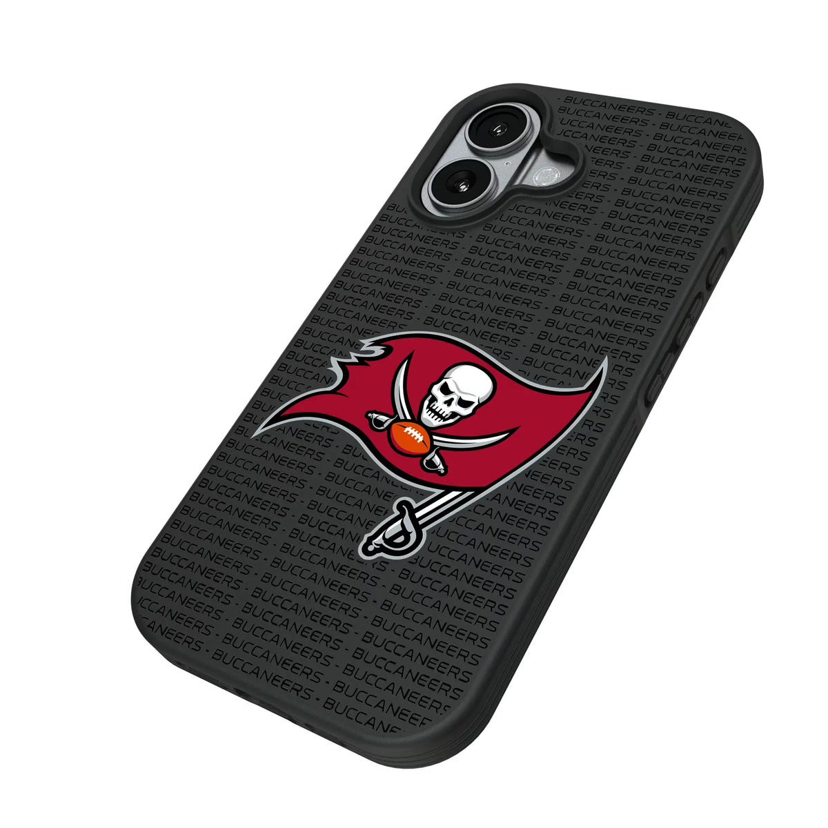 Tampa Bay Buccaneers Text Backdrop iPhone Bump Phone Case for Apple iPhone - Isometric View#Device_iPhone 17