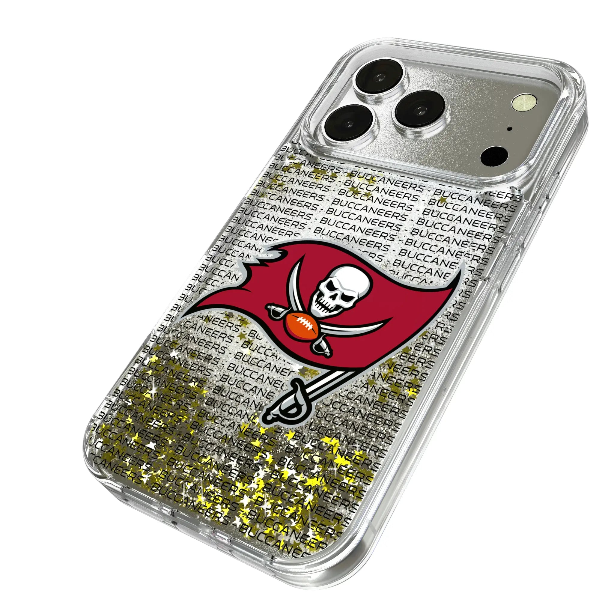 Tampa Bay Buccaneers Text Backdrop iPhone Glitter Phone Case for Apple iPhone - Isometric View