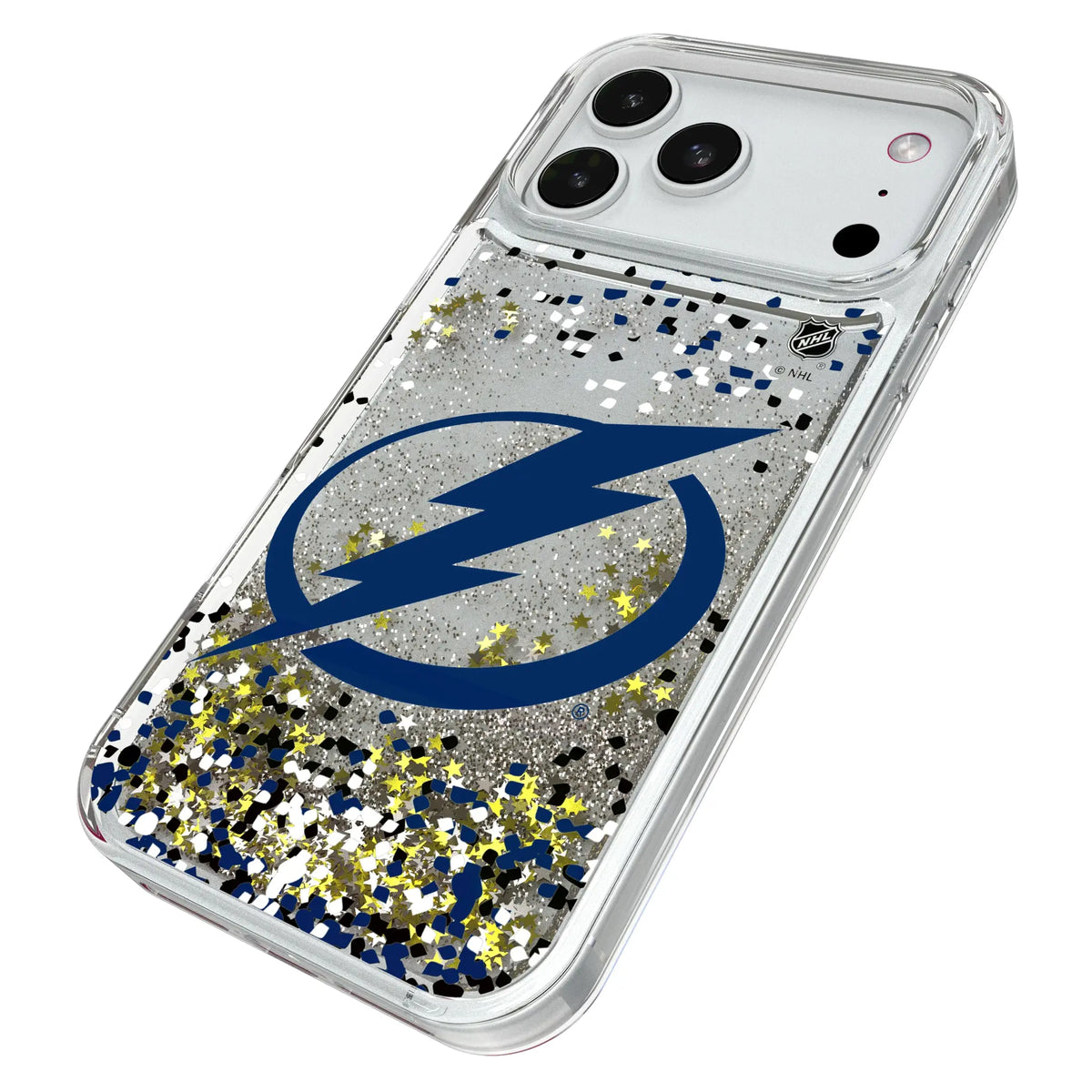 Tampa Bay Lightning Confetti iPhone Glitter Phone Case for Apple iPhone - Isometric View#Device_iPhone 18 Pro Max