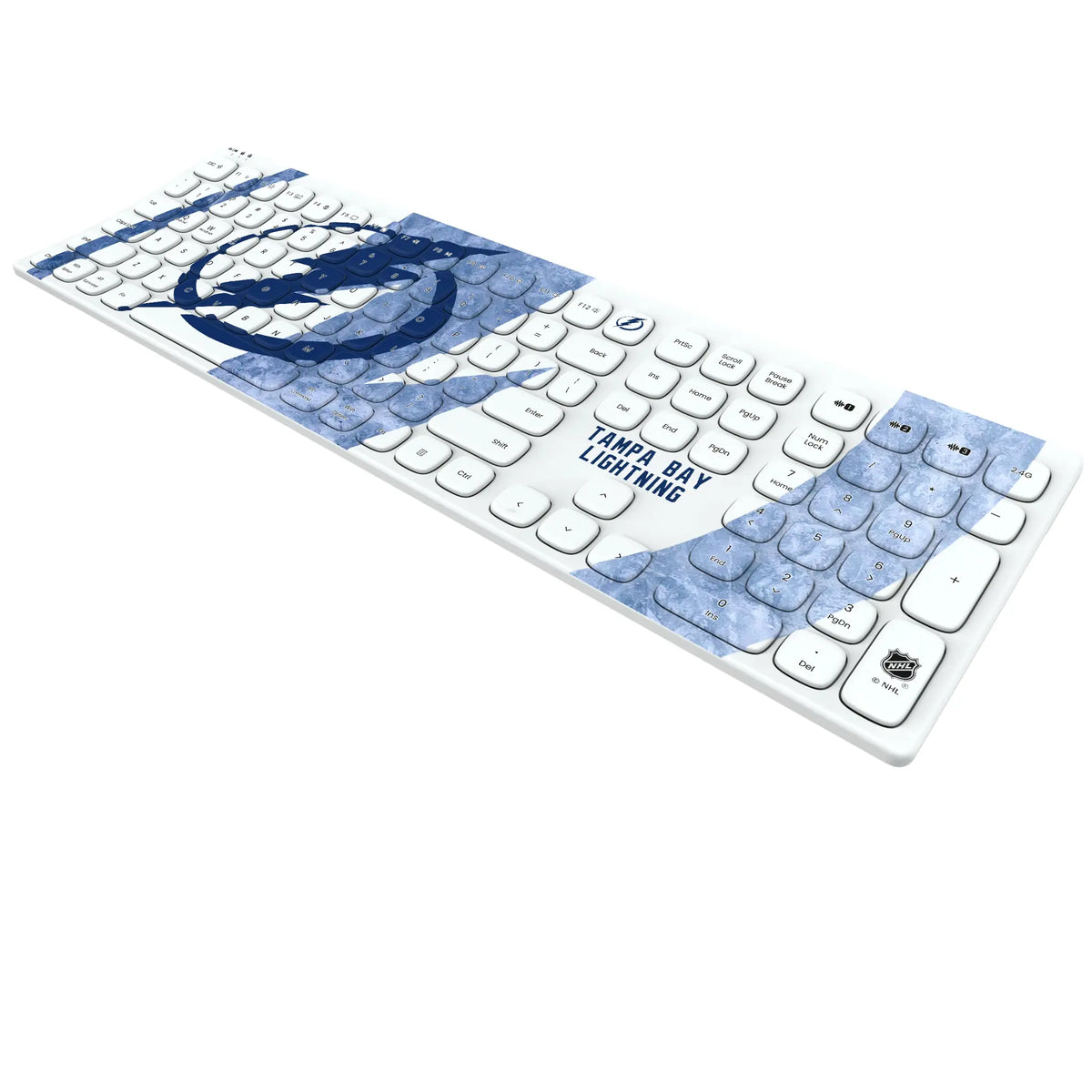 Tampa Bay Lightning Ice Tilt KKB605 Curved Wireless Keyboard - Isometric View