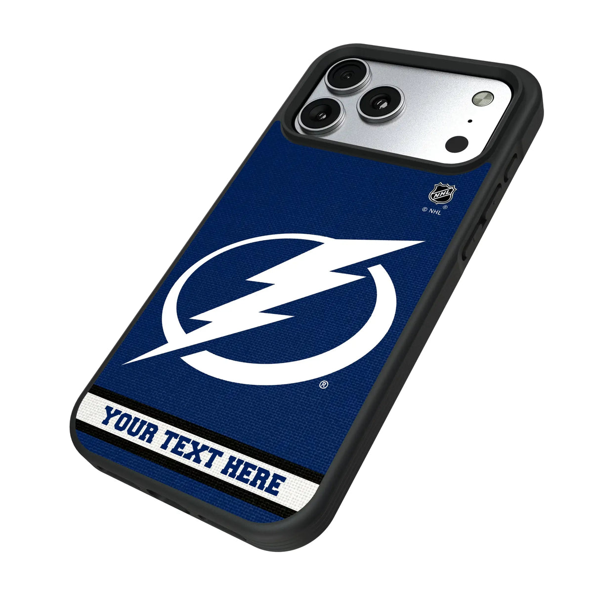 Tampa Bay Lightning Personalized Stripe iPhone Bump Phone Case for Apple iPhone - Isometric View#Device_iPhone 17 Pro Max