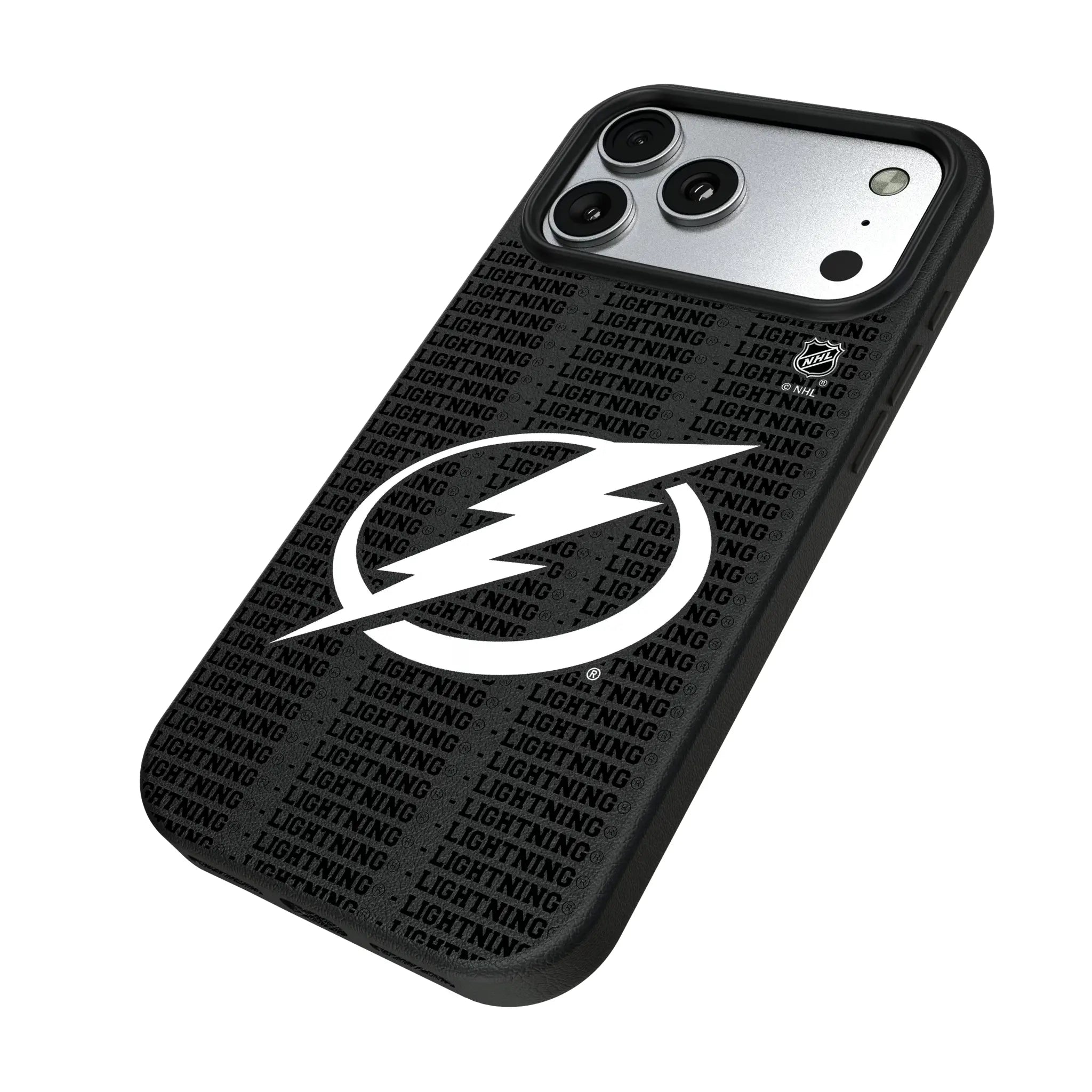 Tampa Bay Lightning Text Backdrop iPhone MagSafe Compatible Phone Case for Apple iPhone - Isometric View#Device_iPhone 17 Pro Max