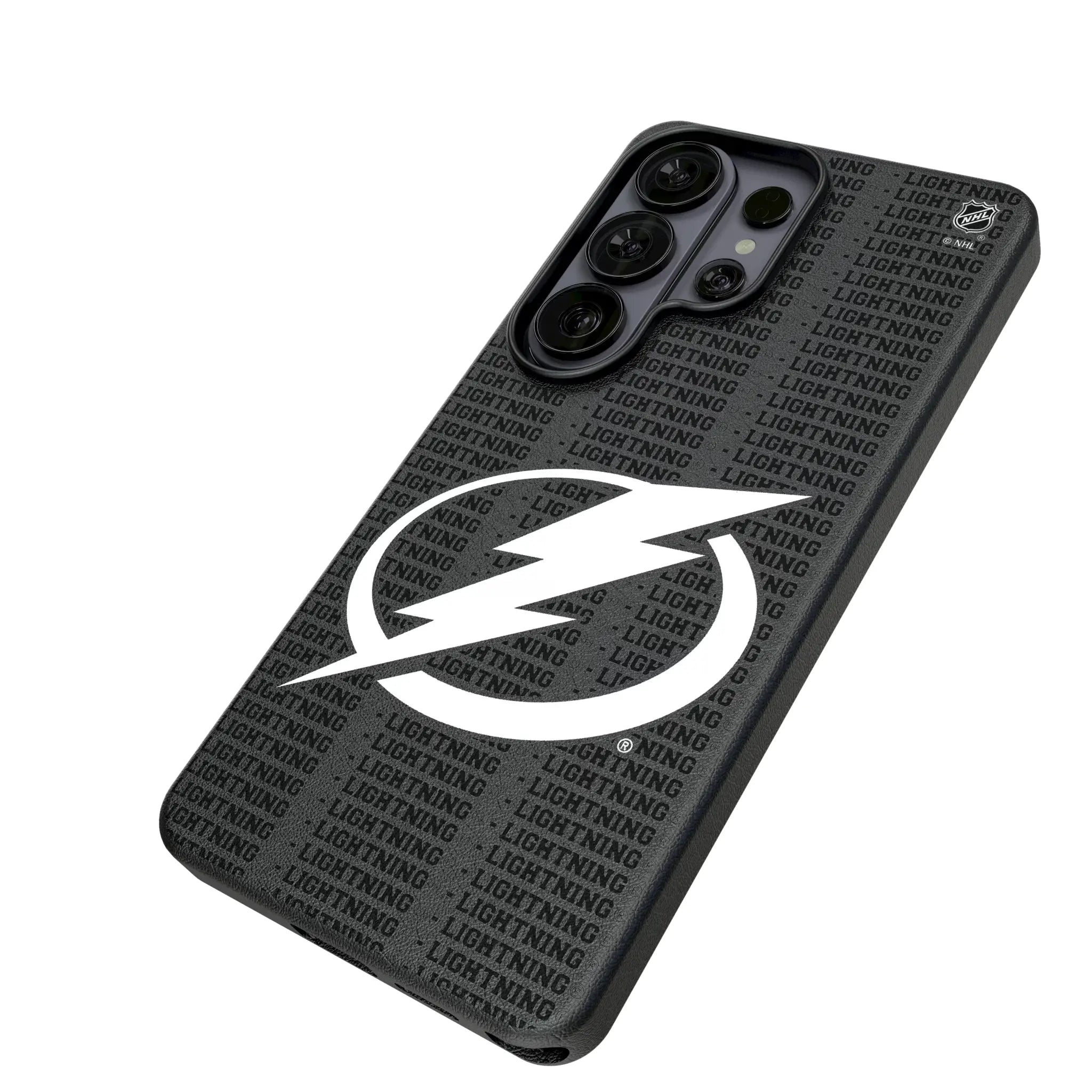 Tampa Bay Lightning Text Backdrop Galaxy MagSafe Compatible Phone Case for Samsung Galaxy - Isometric View#Device_Galaxy S26 Ultra