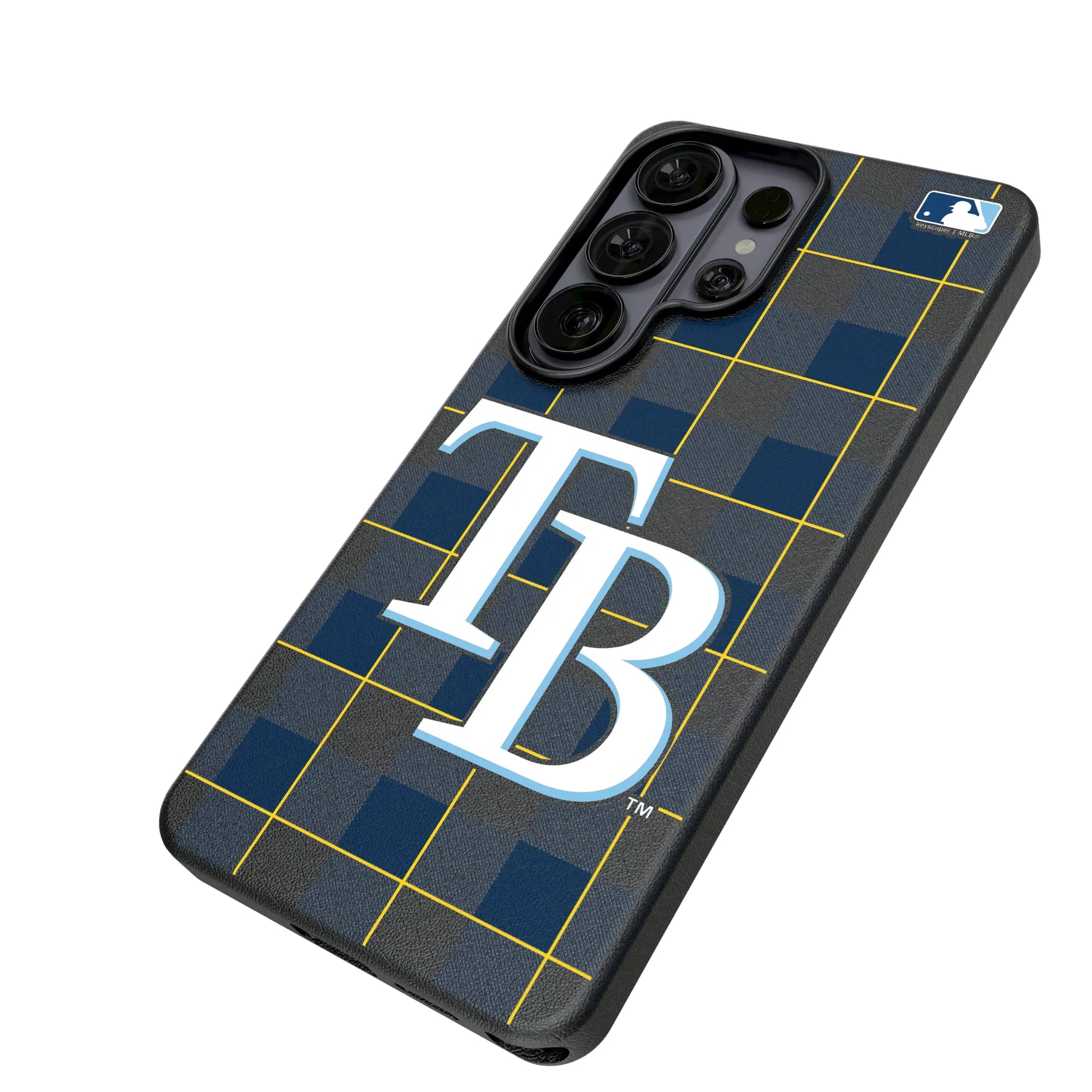 Tampa Bay Rays Plaid Galaxy MagSafe Compatible Phone Case for Samsung Galaxy - Isometric View#Device_Galaxy S26 Ultra