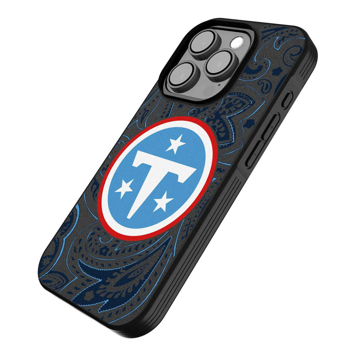 Tennessee Titans Paisley iPhone Bump Phone Case for Apple iPhone - Isometric View
