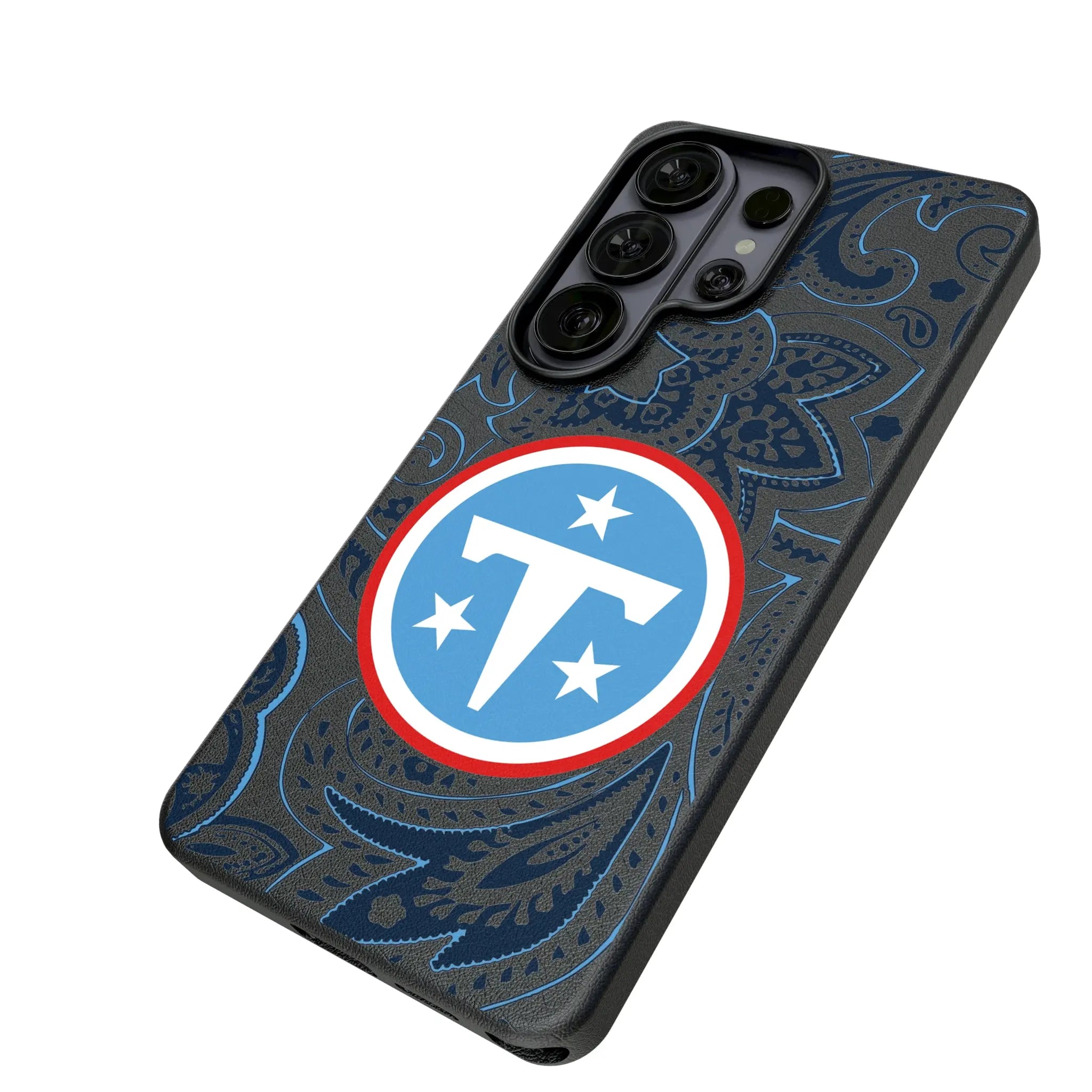 Tennessee Titans Paisley Galaxy MagSafe Compatible Phone Case for Samsung Galaxy - Isometric View#Device_Galaxy S26 Ultra