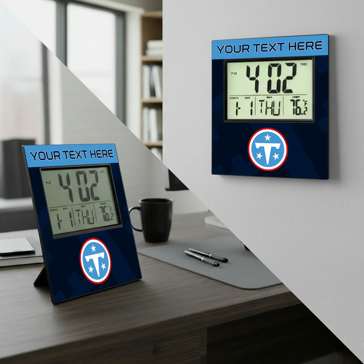 Tennessee Titans Personalized Color Block Wall Clock - Lifestyle