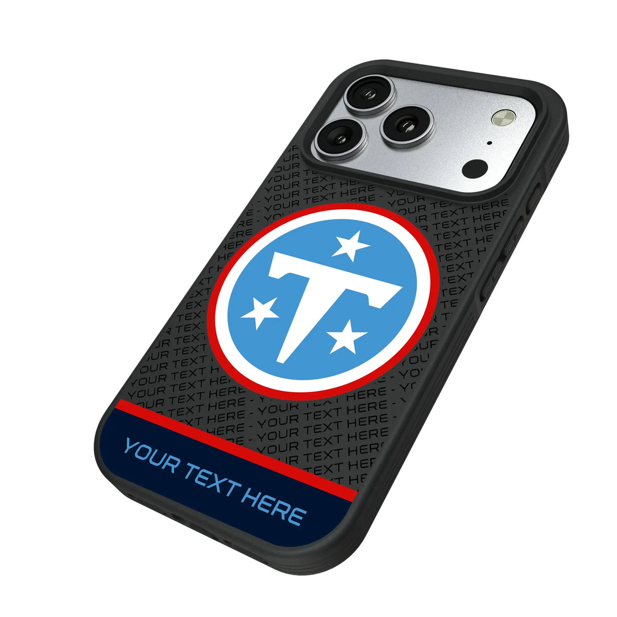 Tennessee Titans Personalized EndZone Plus iPhone Bump Phone Case for Apple iPhone - Isometric View#Device_iPhone 17 Pro
