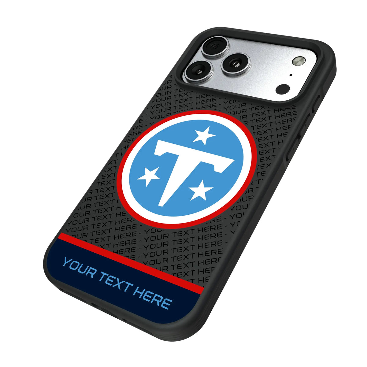 Tennessee Titans Personalized EndZone Plus iPhone Bump Phone Case for Apple iPhone - Isometric View#Device_iPhone 17 Pro Max