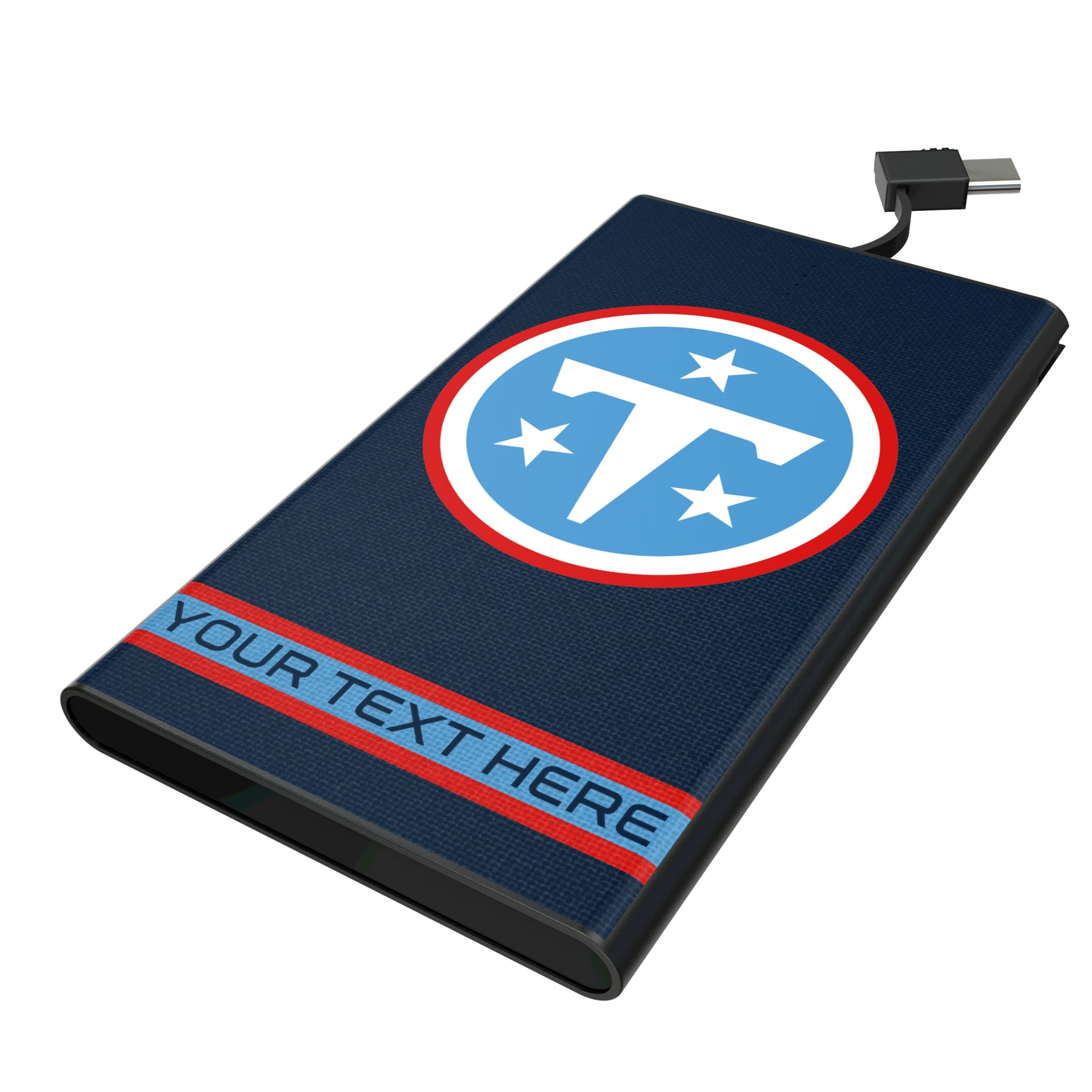 Tennessee Titans Personalized Stripe 5000mAh Flat Powerbank