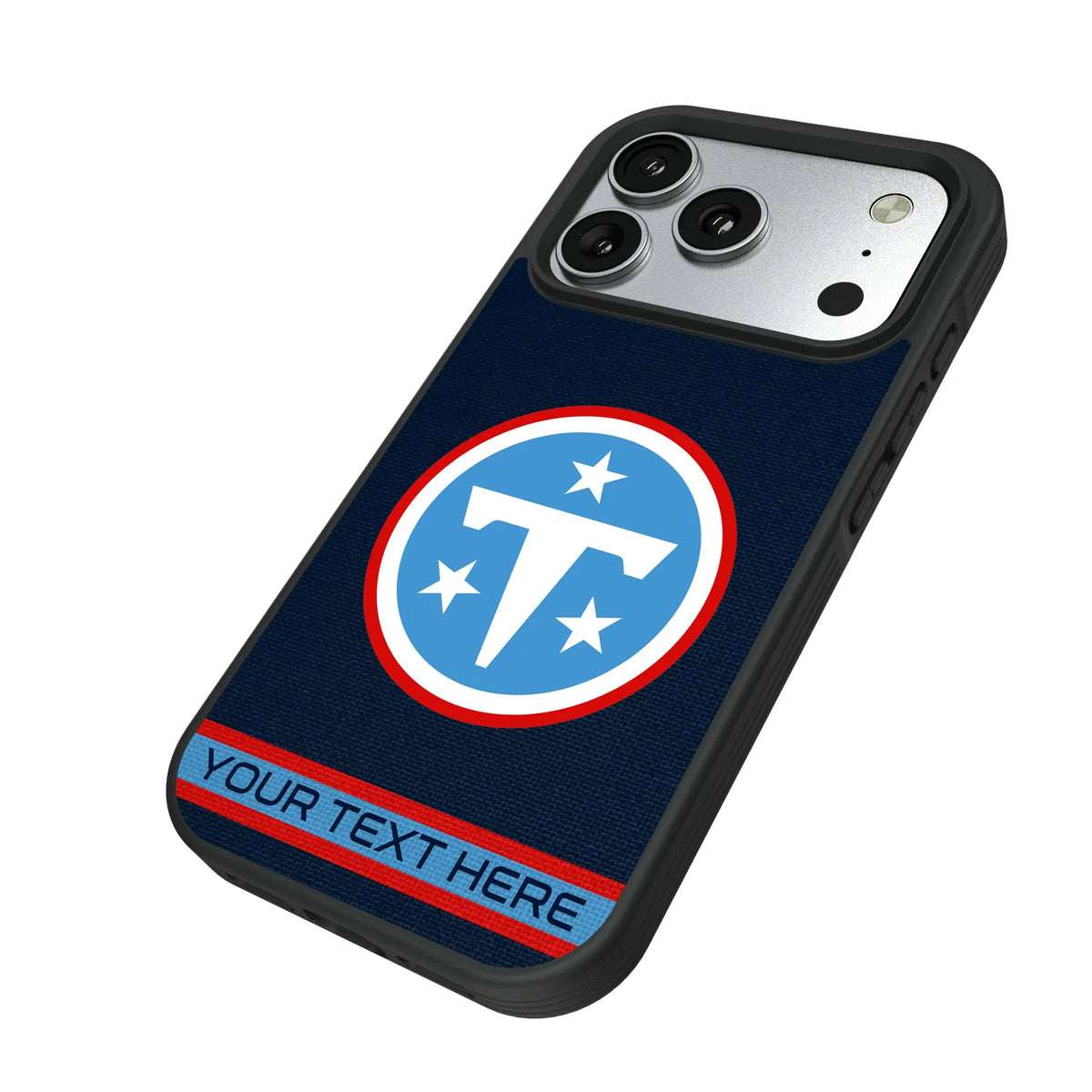 Tennessee Titans Personalized Stripe iPhone Bump Phone Case for Apple iPhone - Isometric View#Device_iPhone 17 Pro