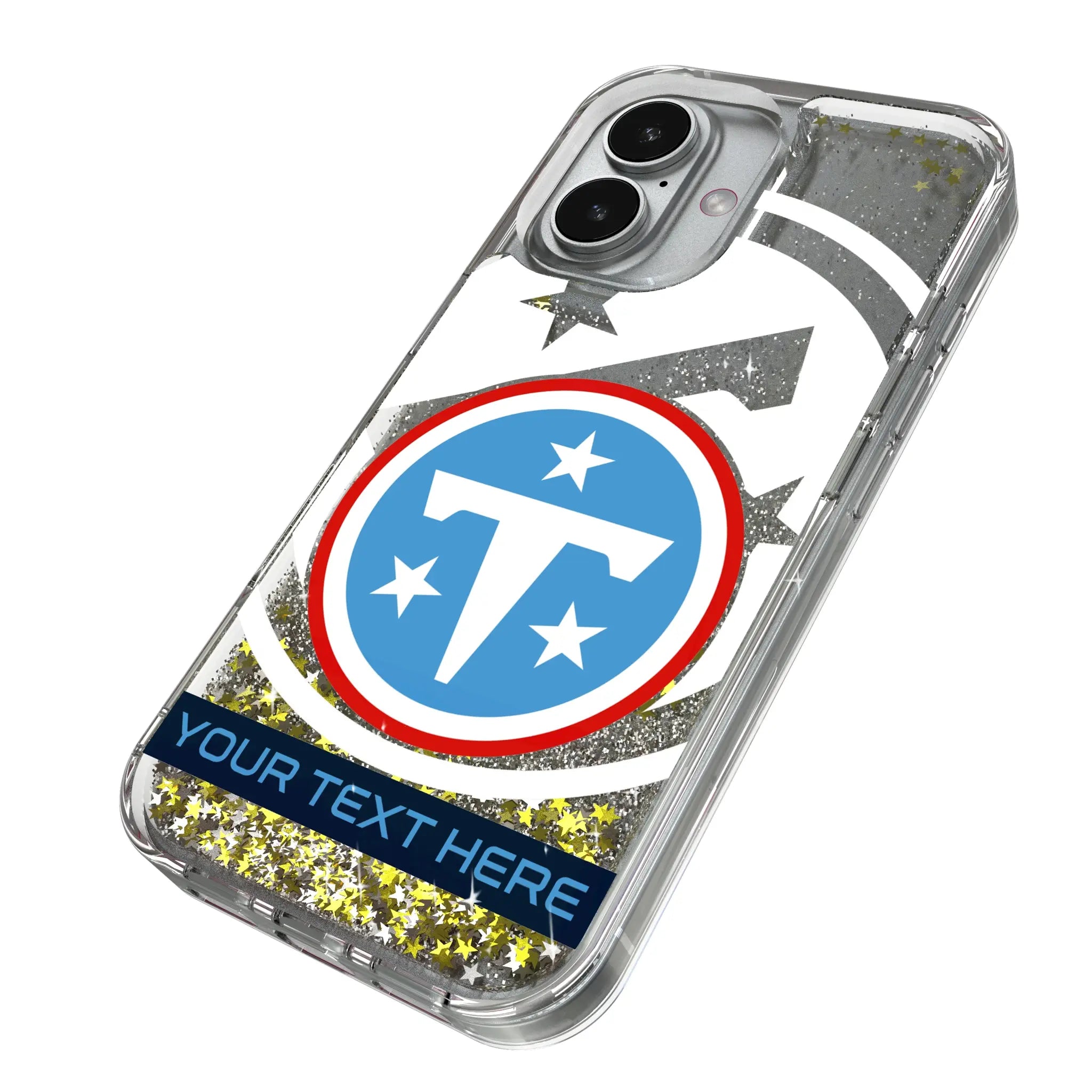 Tennessee Titans Personalized Tilt iPhone Glitter Phone Case for Apple iPhone - Isometric View