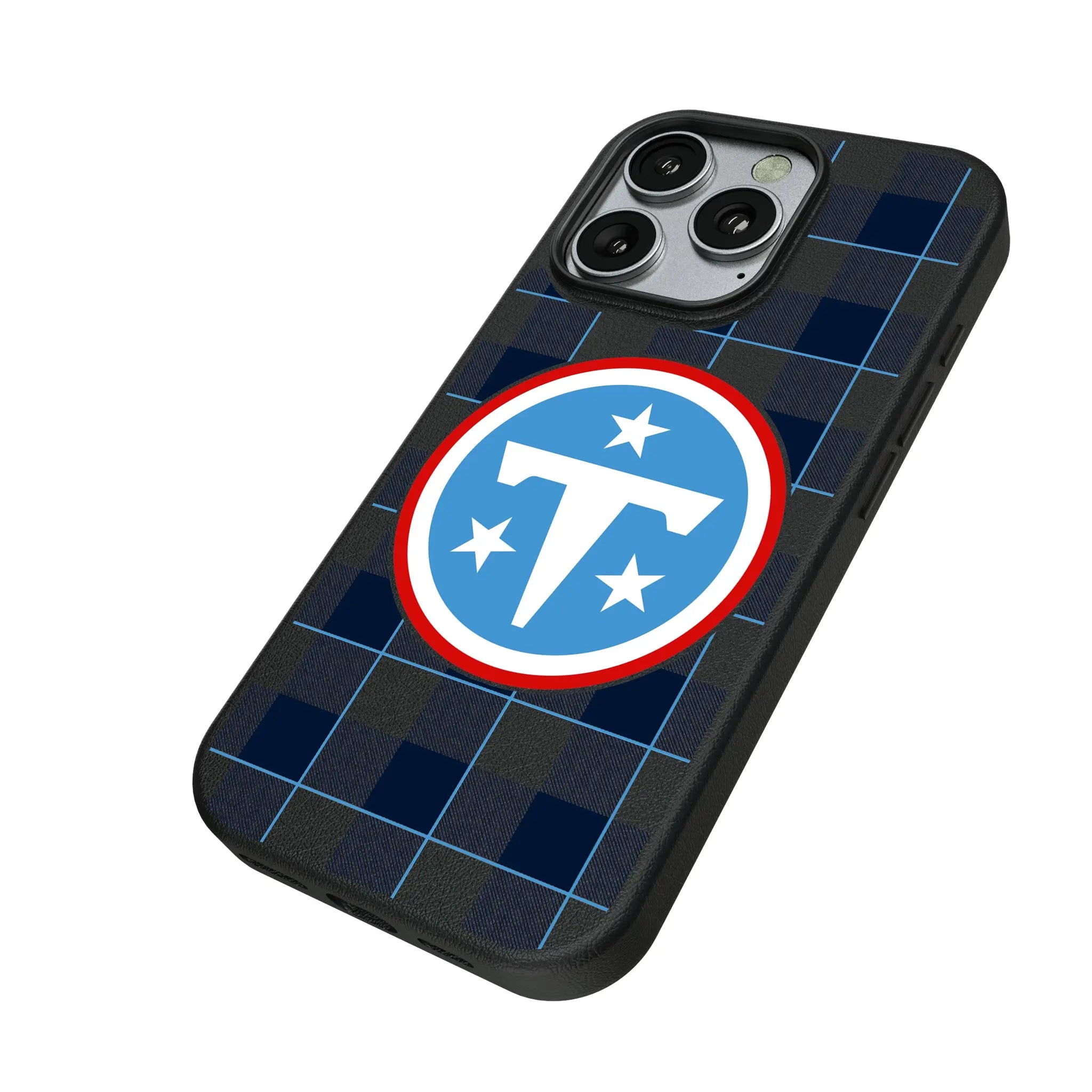 Tennessee Titans Plaid iPhone MagSafe Compatible Phone Case for Apple iPhone - Isometric View