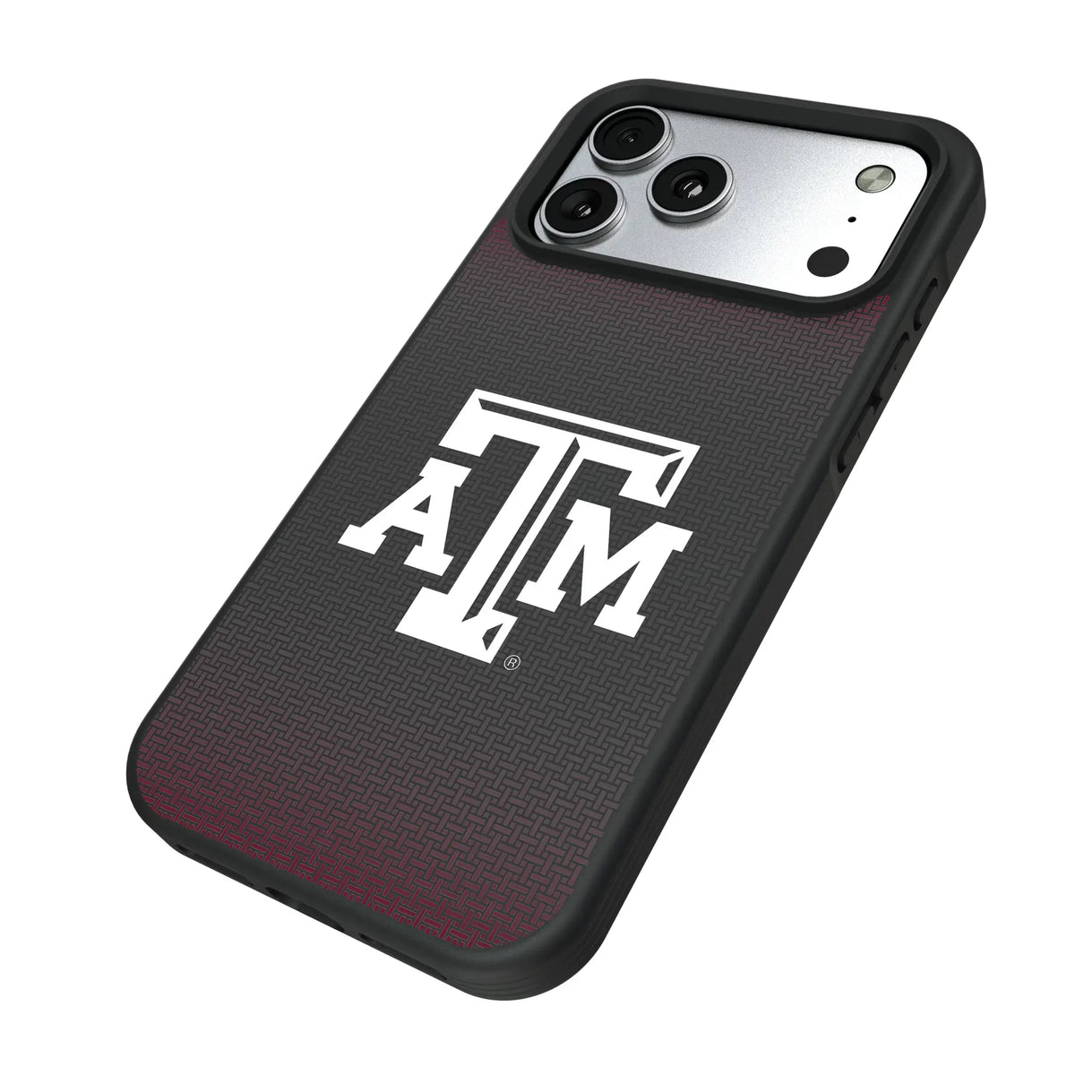 Texas A&M University Aggies Linen iPhone Bump Phone Case for Apple iPhone - Isometric View#Device_iPhone 17 Pro Max