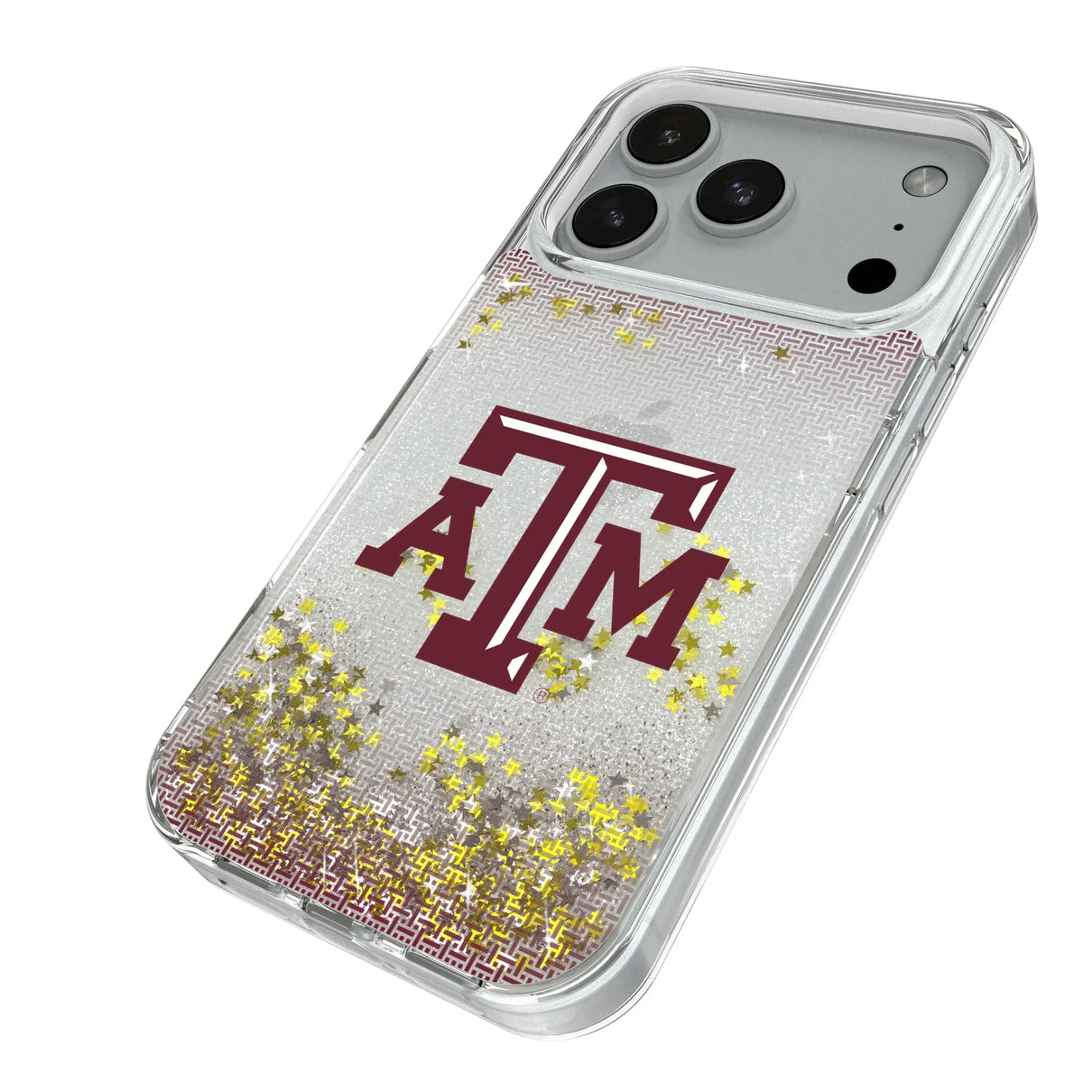 Texas A&M University Aggies Linen iPhone Glitter Phone Case for Apple iPhone - Isometric View#Device_iPhone 18 Pro