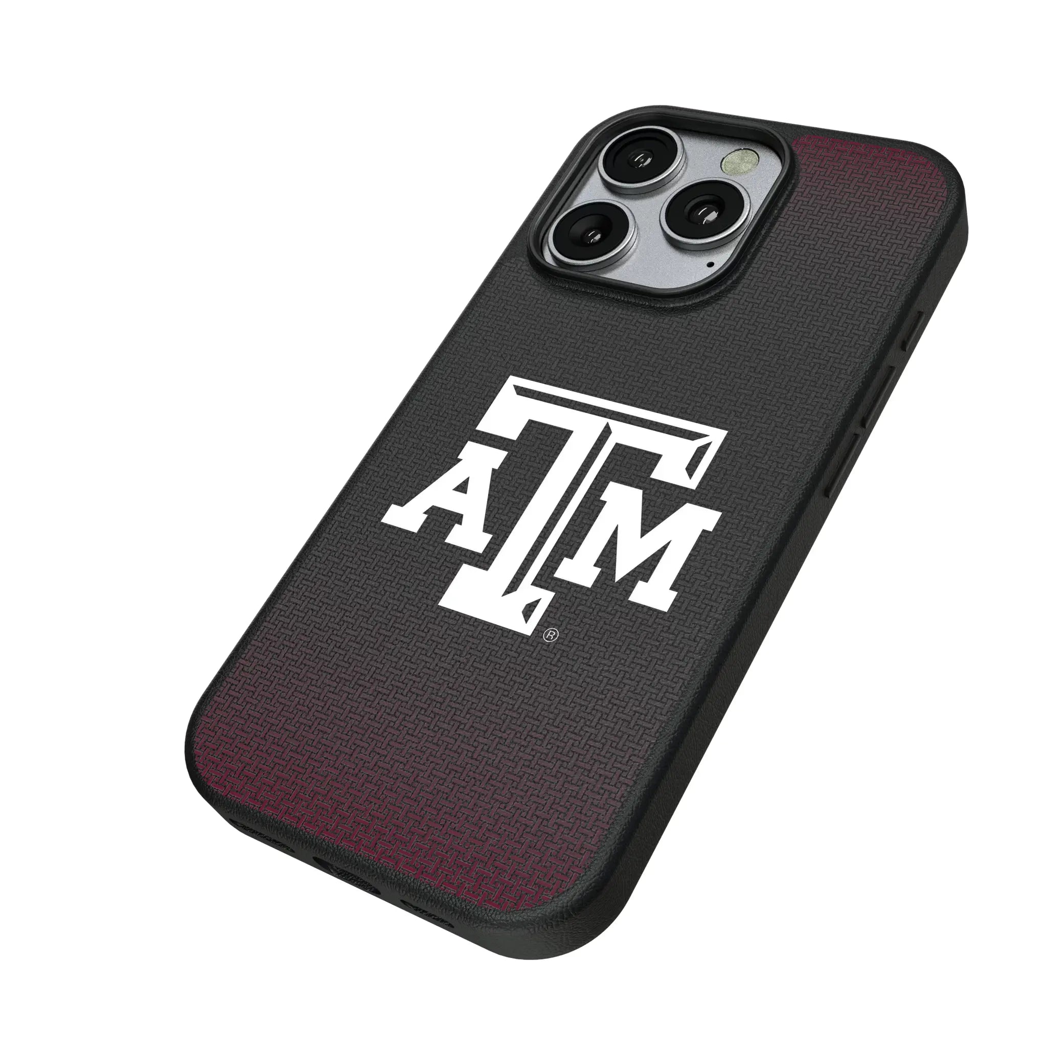 Texas A&M University Aggies Linen iPhone MagSafe Compatible Phone Case for Apple iPhone - Isometric View