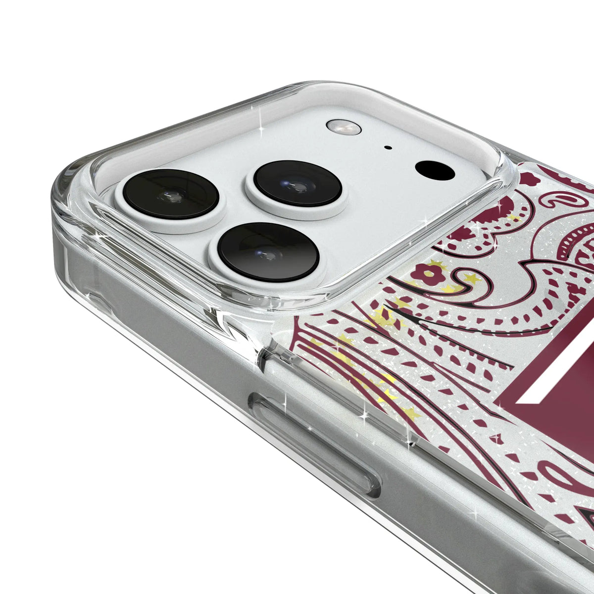 Texas A&M University Aggies Paisley iPhone Glitter Phone Case for Apple iPhone - Detail#Device_iPhone 18 Pro