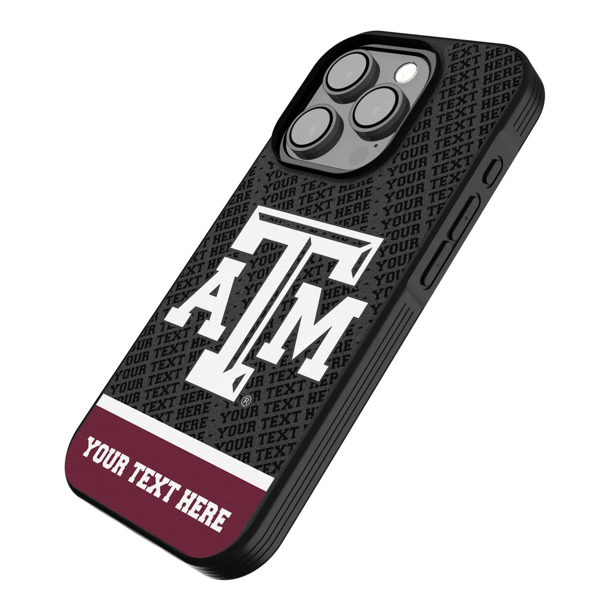 Texas A&M University Aggies Personalized EndZone Plus iPhone Bump Phone Case for Apple iPhone - Isometric View