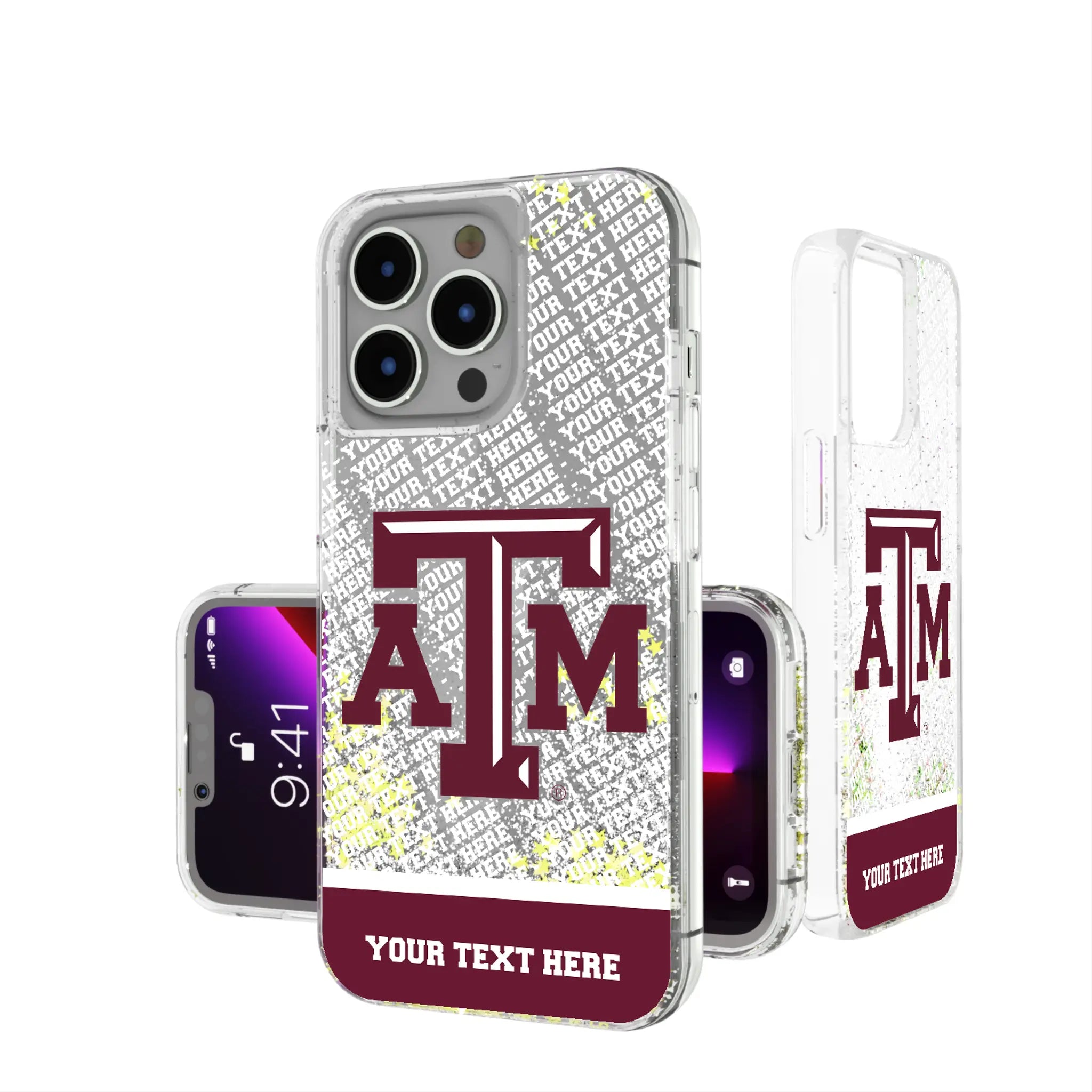 Texas A&M University Aggies Personalized EndZone Plus iPhone Glitter Phone Case for Apple iPhone