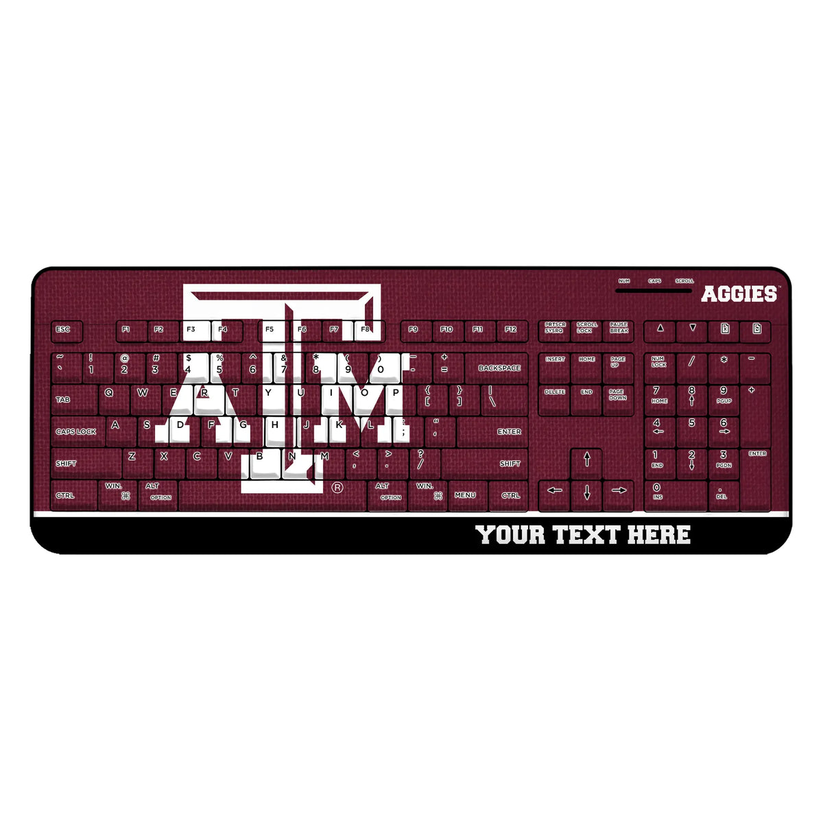 Texas A&M University Aggies Personalized Endzone Solid Wireless USB Keyboard