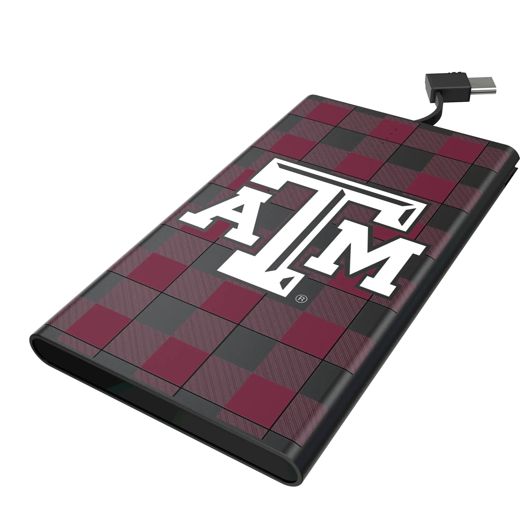 Texas A&M University Aggies Plaid 5000mAh Flat Power Bank